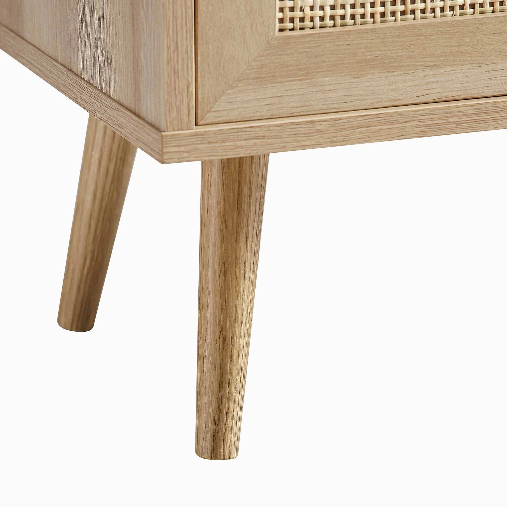 Frances Woven Rattan 1-Door Bathroom Cabinet, Natural