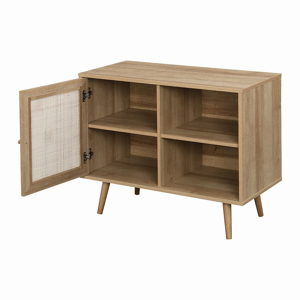 Frances Woven Rattan 1-Door Cabinet in Natural