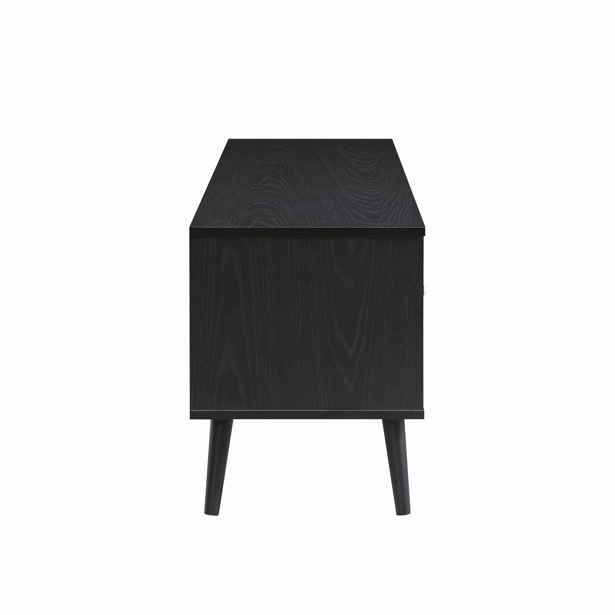 Frances Woven Rattan 200cm Wide TV Unit, Black