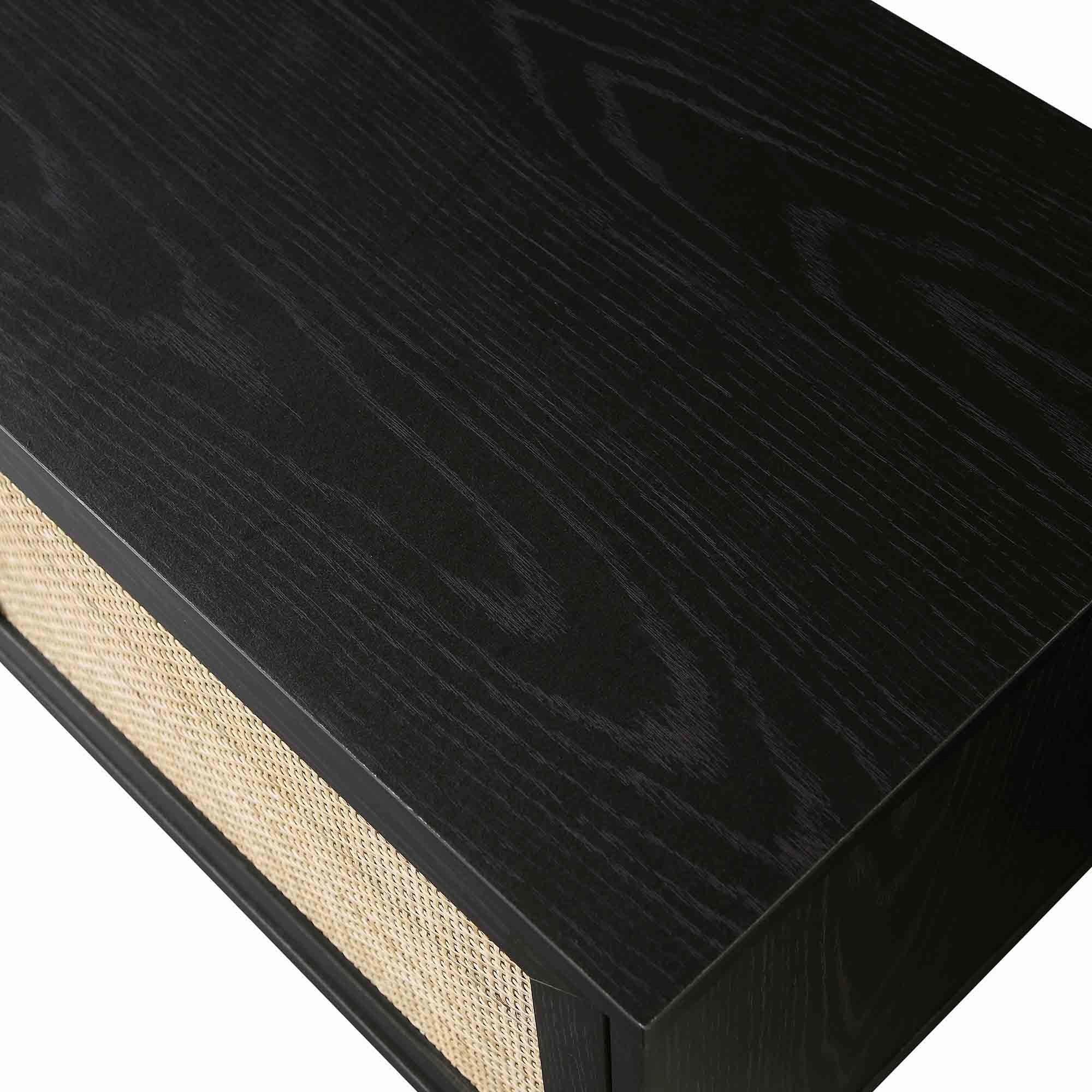 Frances Woven Rattan 200cm Wide TV Unit, Black