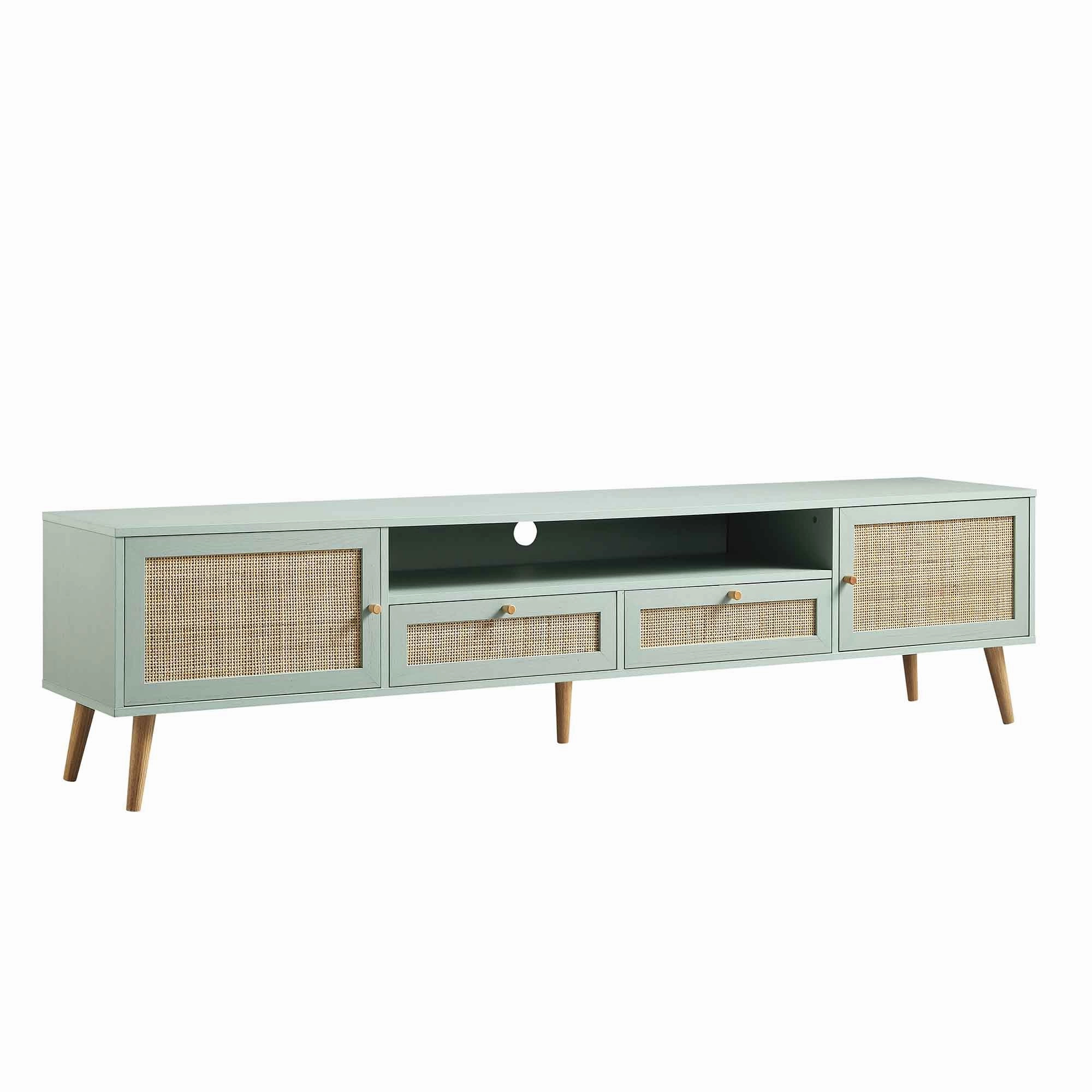 Frances Woven Rattan 200cm Wide TV Unit, Mint