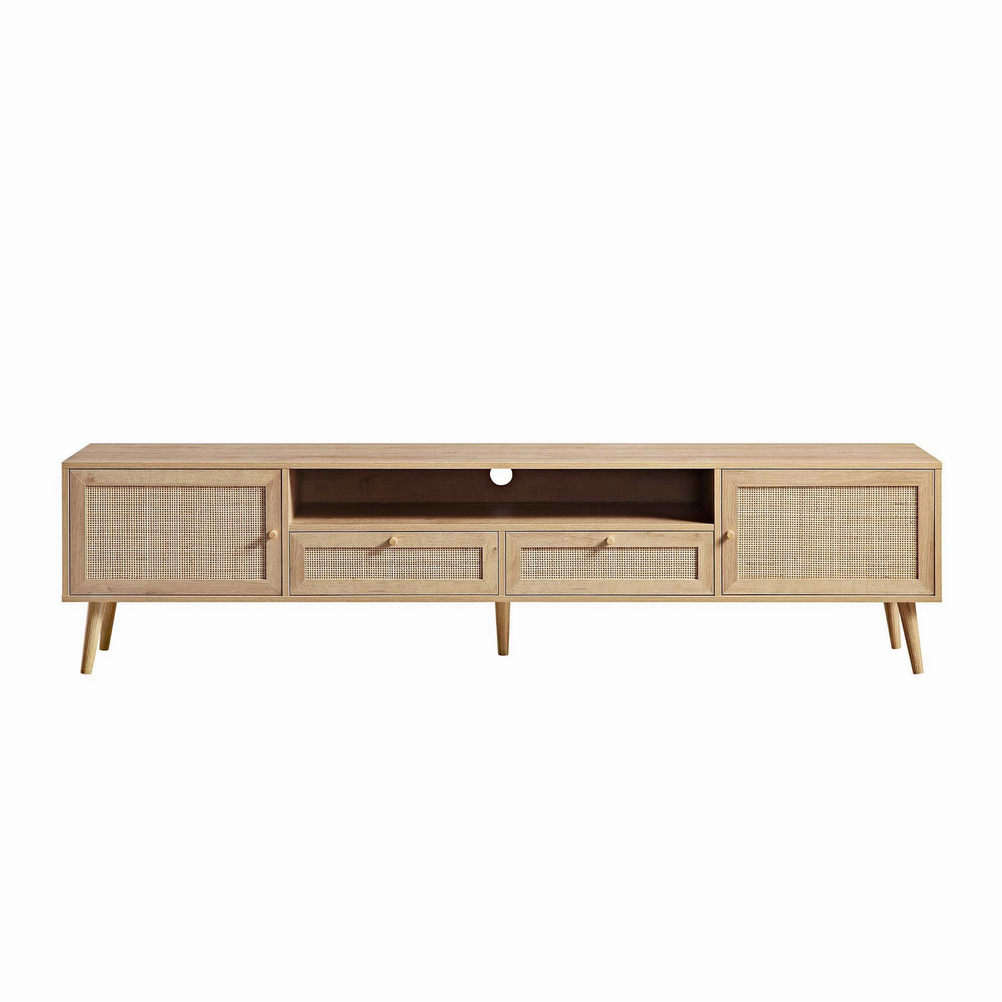 Frances Woven Rattan 200cm Wide TV Unit, Natural