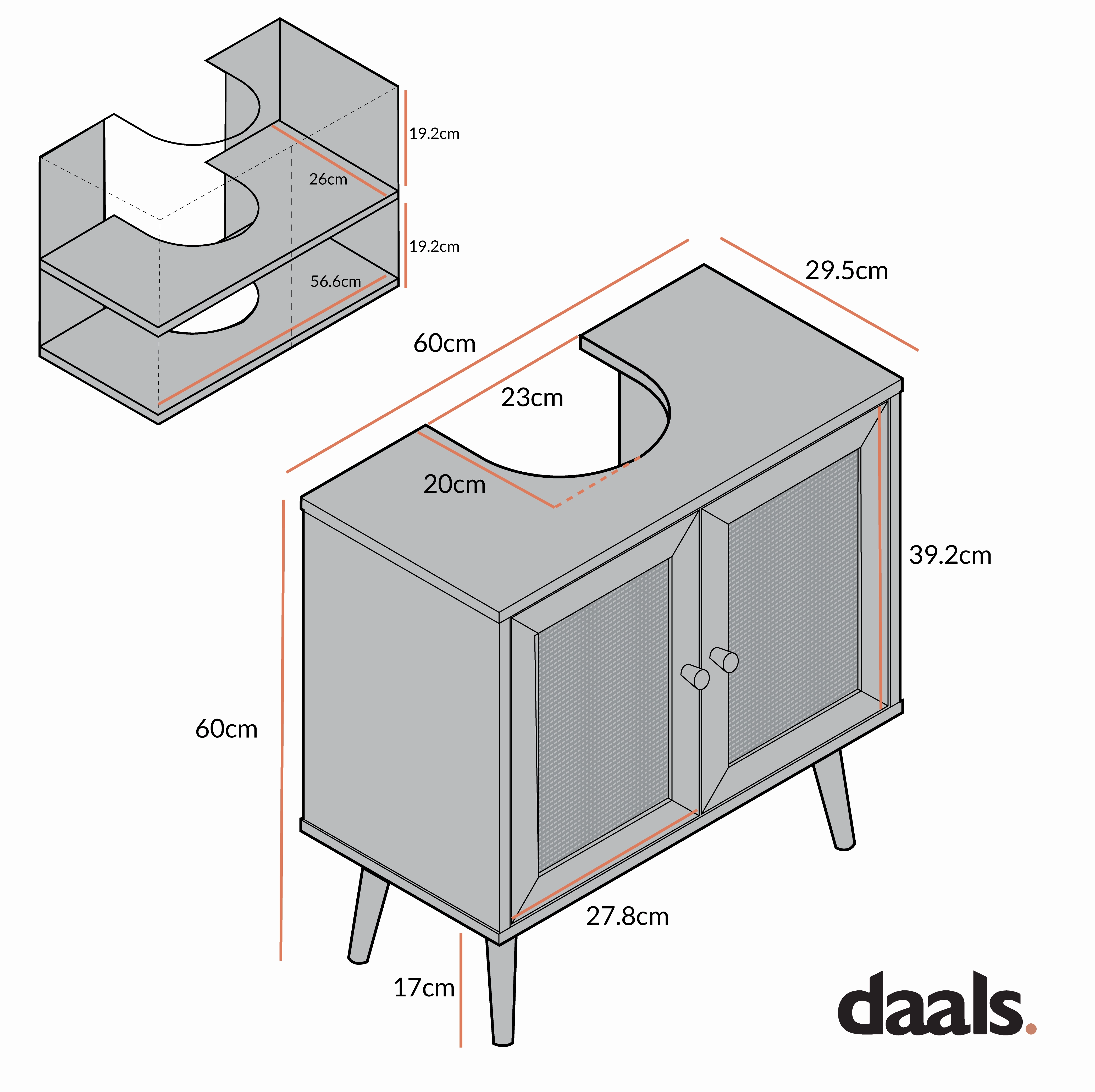 Frances Woven Rattan 2-Door Bathroom Undersink Unit, Black