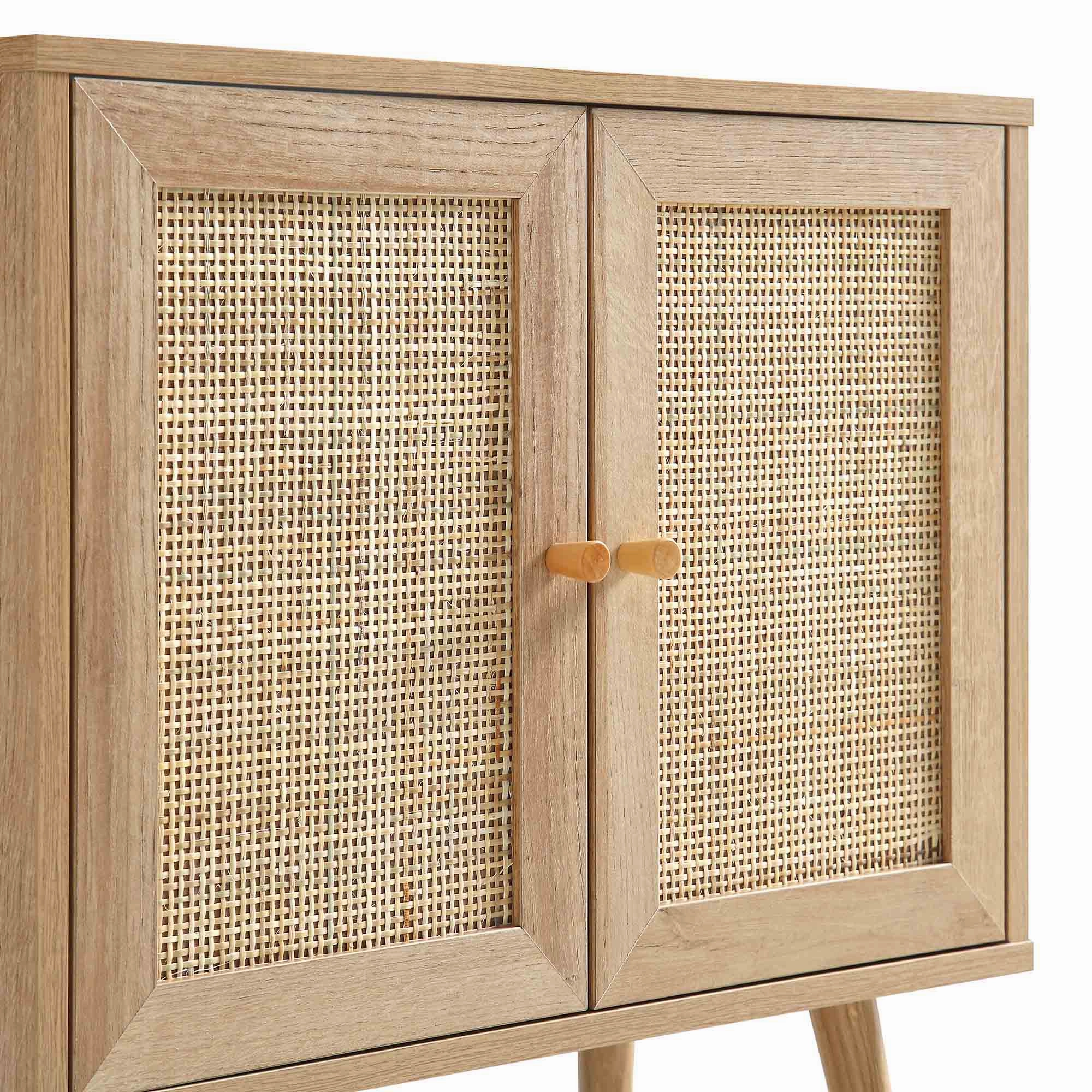 Frances Woven Rattan 2-Door Bathroom Undersink Unit, Natural