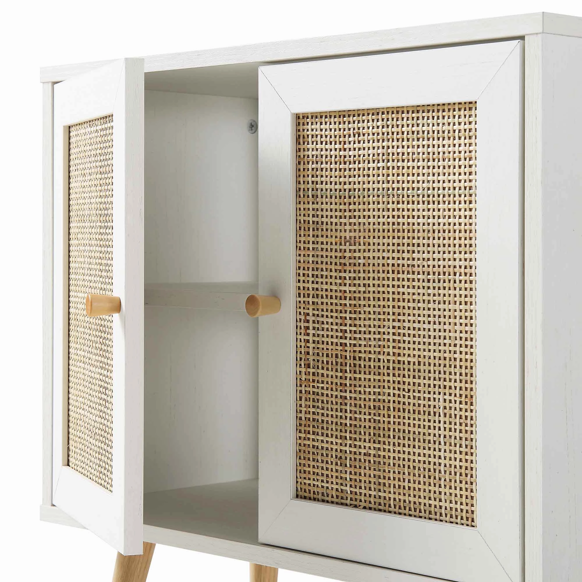 Frances Woven Rattan 2-Door Bathroom Undersink Unit, White