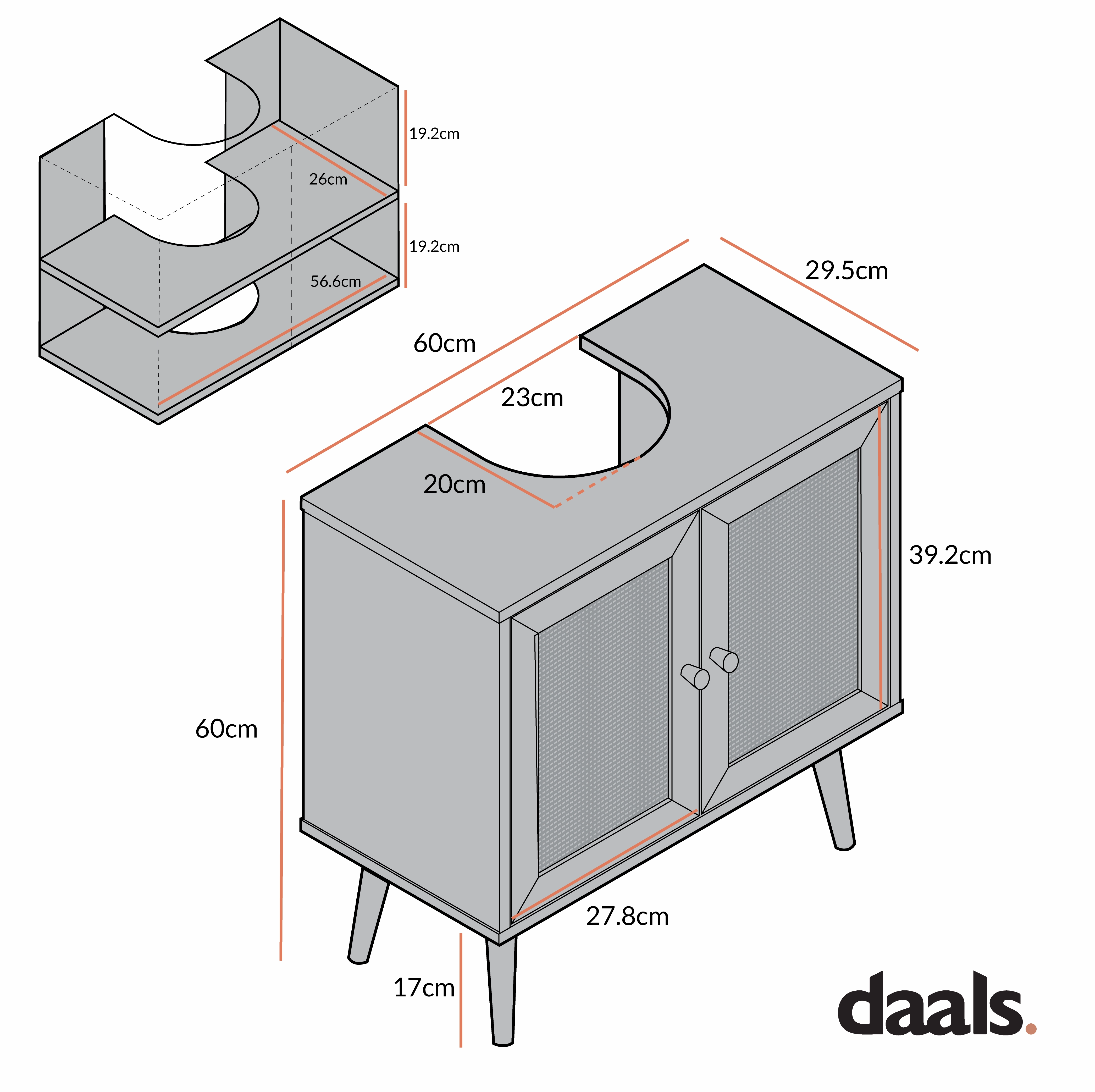 Frances Woven Rattan 2-Door Bathroom Undersink Unit, White