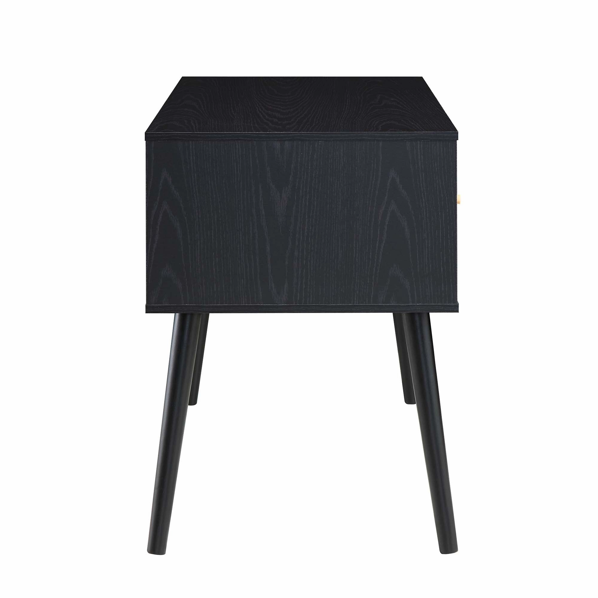 Frances Woven Rattan 2-Door Desk, Black
