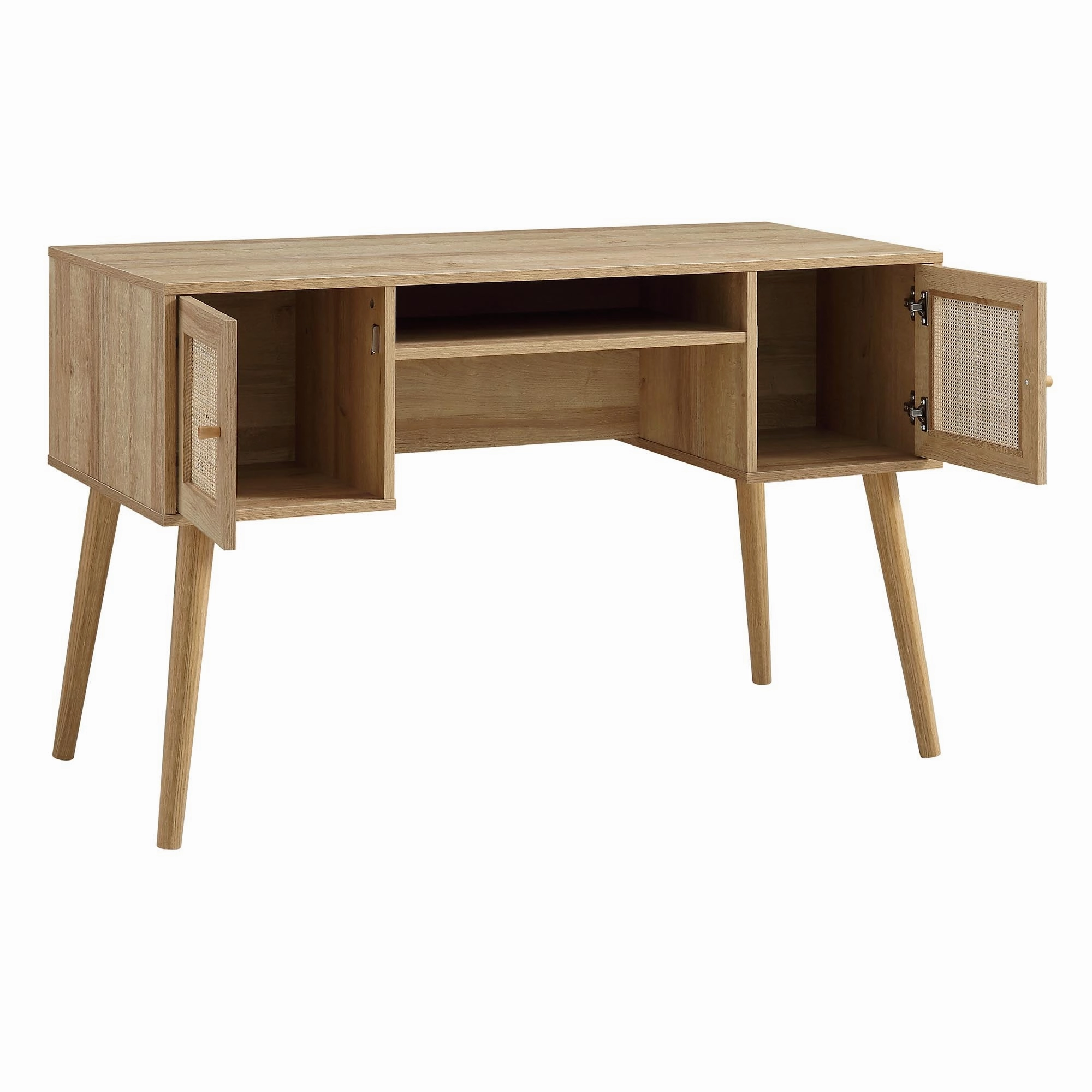 Frances Woven Rattan 2-Door Desk, Natural