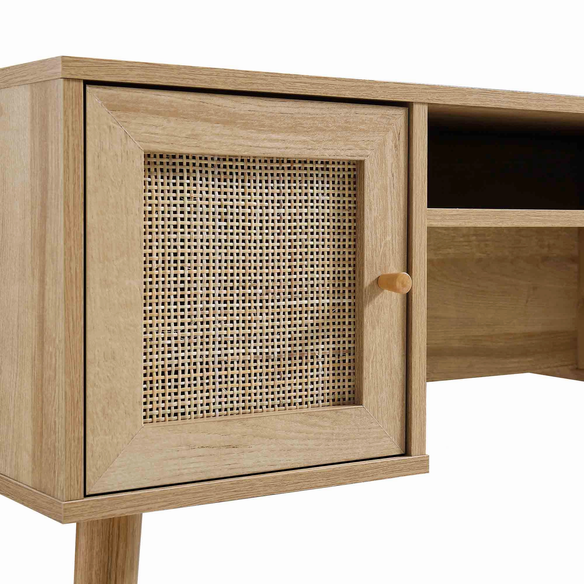 Frances Woven Rattan 2-Door Desk, Natural