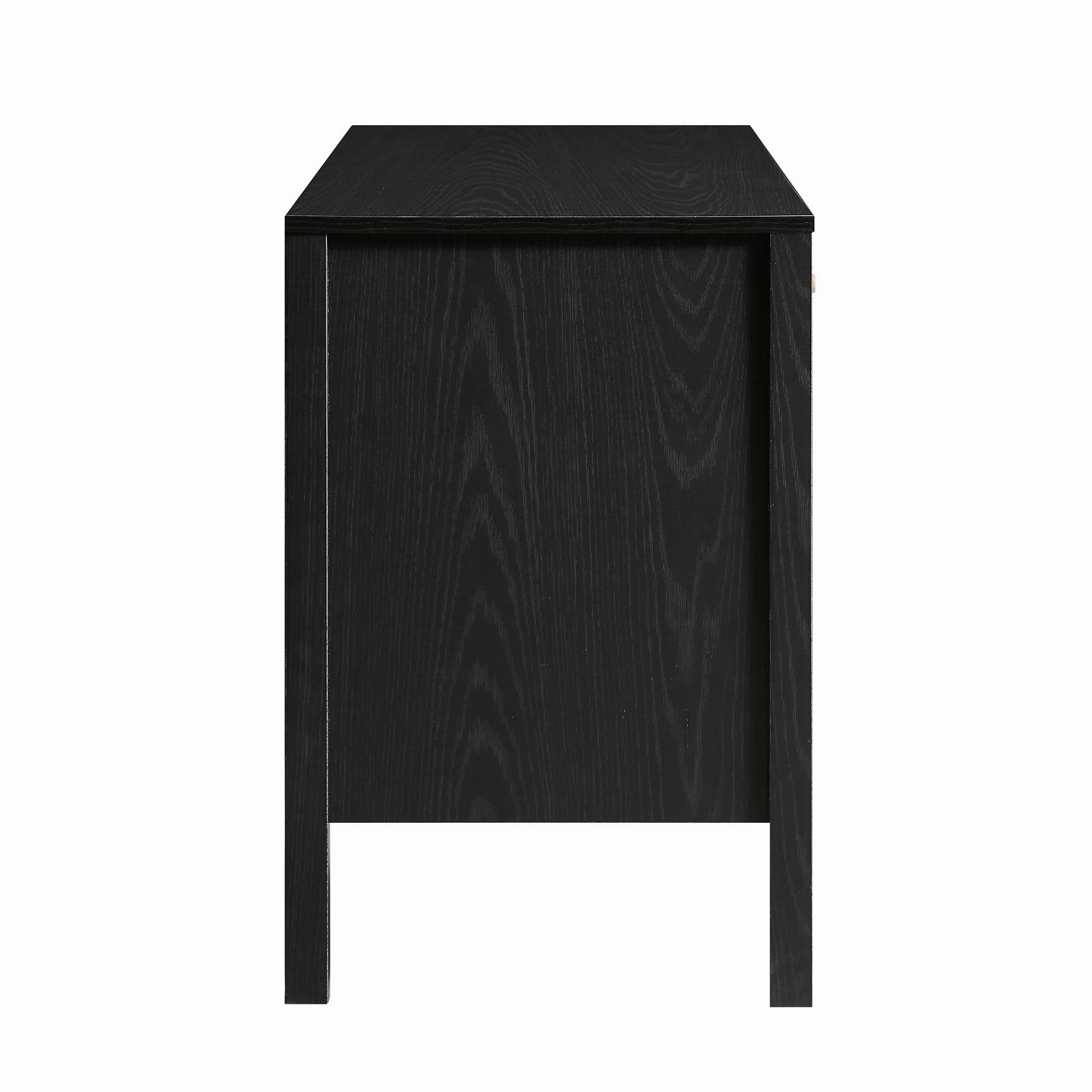 Frances Woven Rattan 3-Drawer Desk, Black