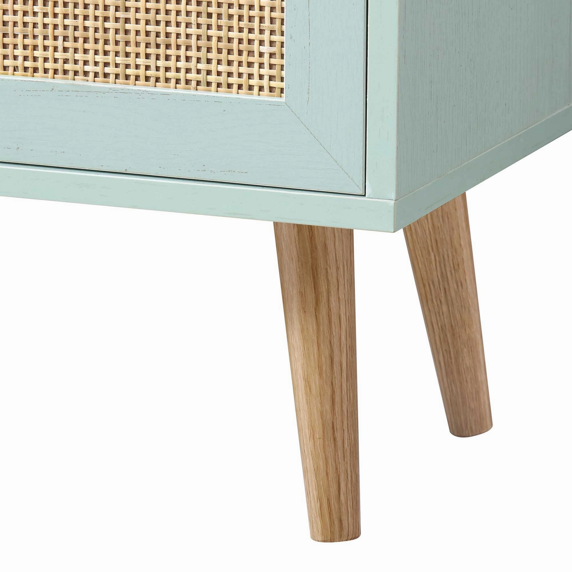 Frances Woven Rattan Bookcase with Doors, Mint