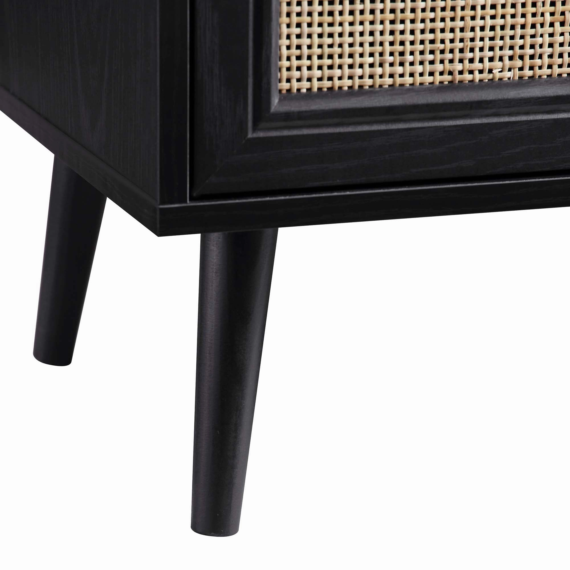 Frances Woven Rattan Chest of 6 Drawers, Black