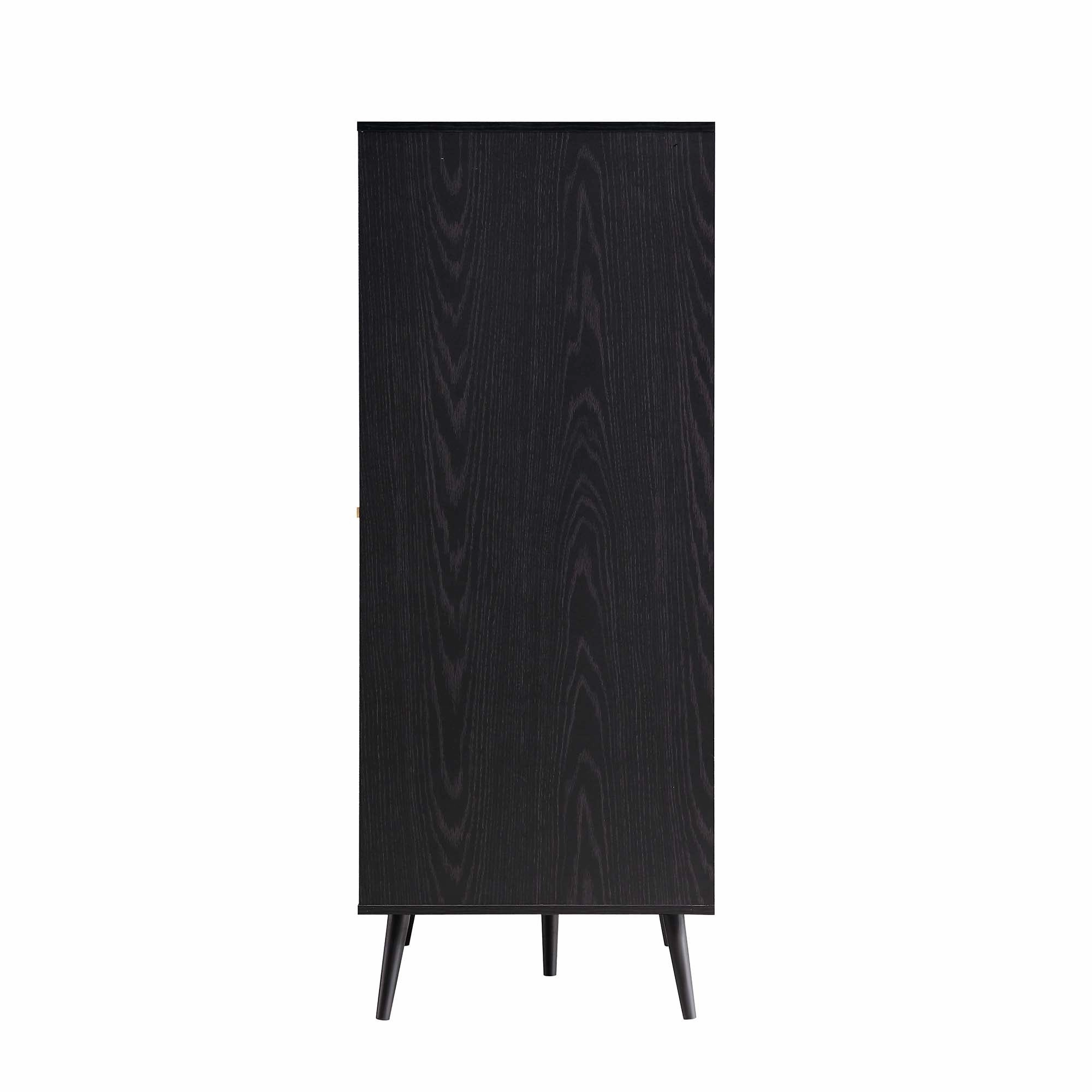 Frances Woven Rattan Compact Double Wardrobe, Black