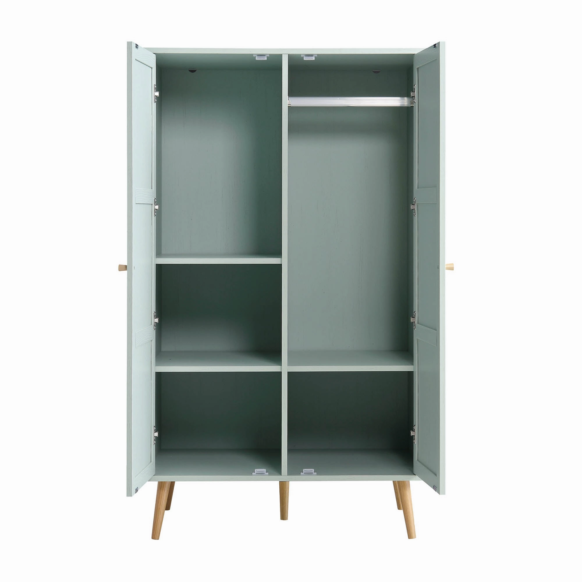 Frances Woven Rattan Compact Double Wardrobe, Mint Green