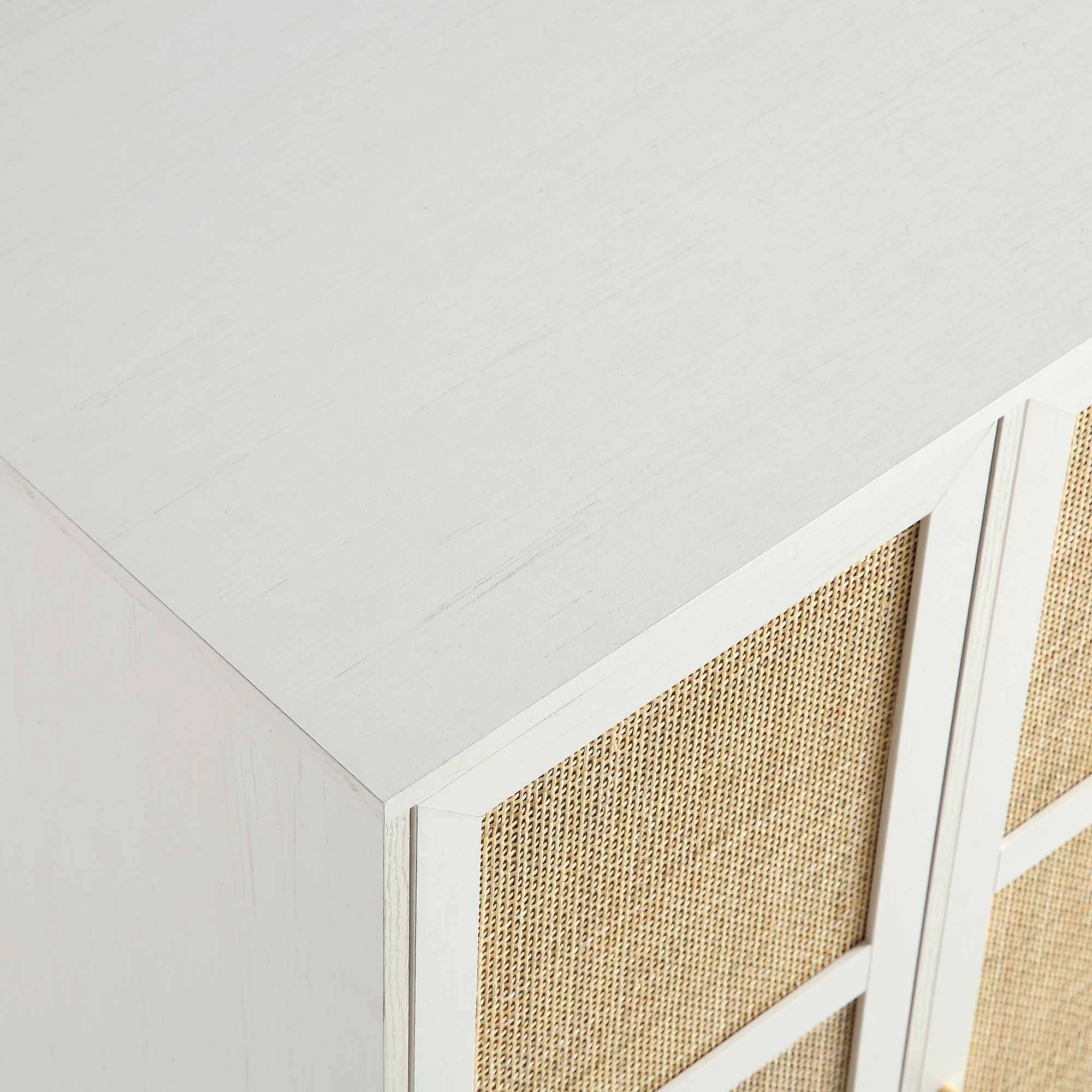 Frances Woven Rattan Compact Double Wardrobe, White