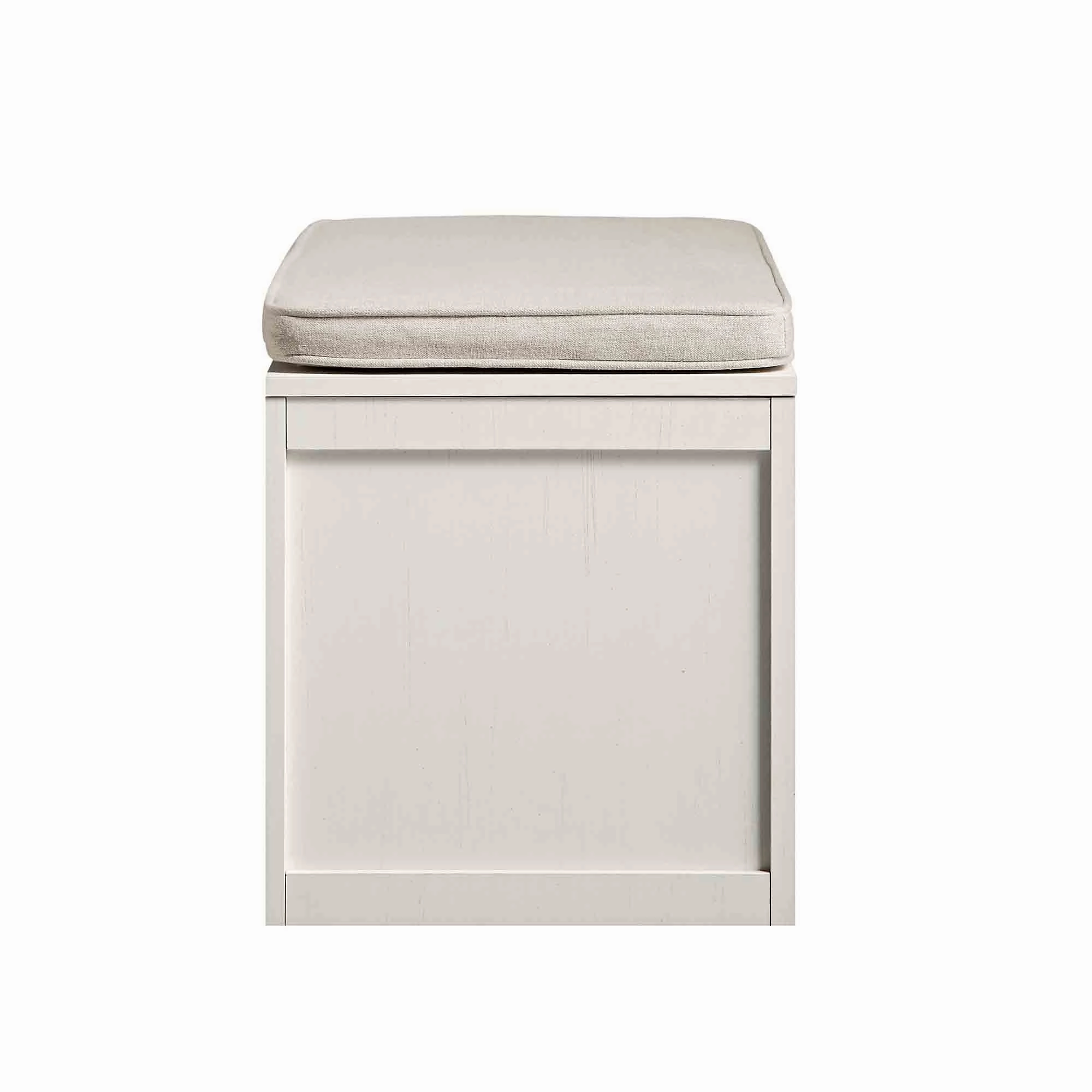 Frances Woven Rattan Double Storage Stool with Cushion, White