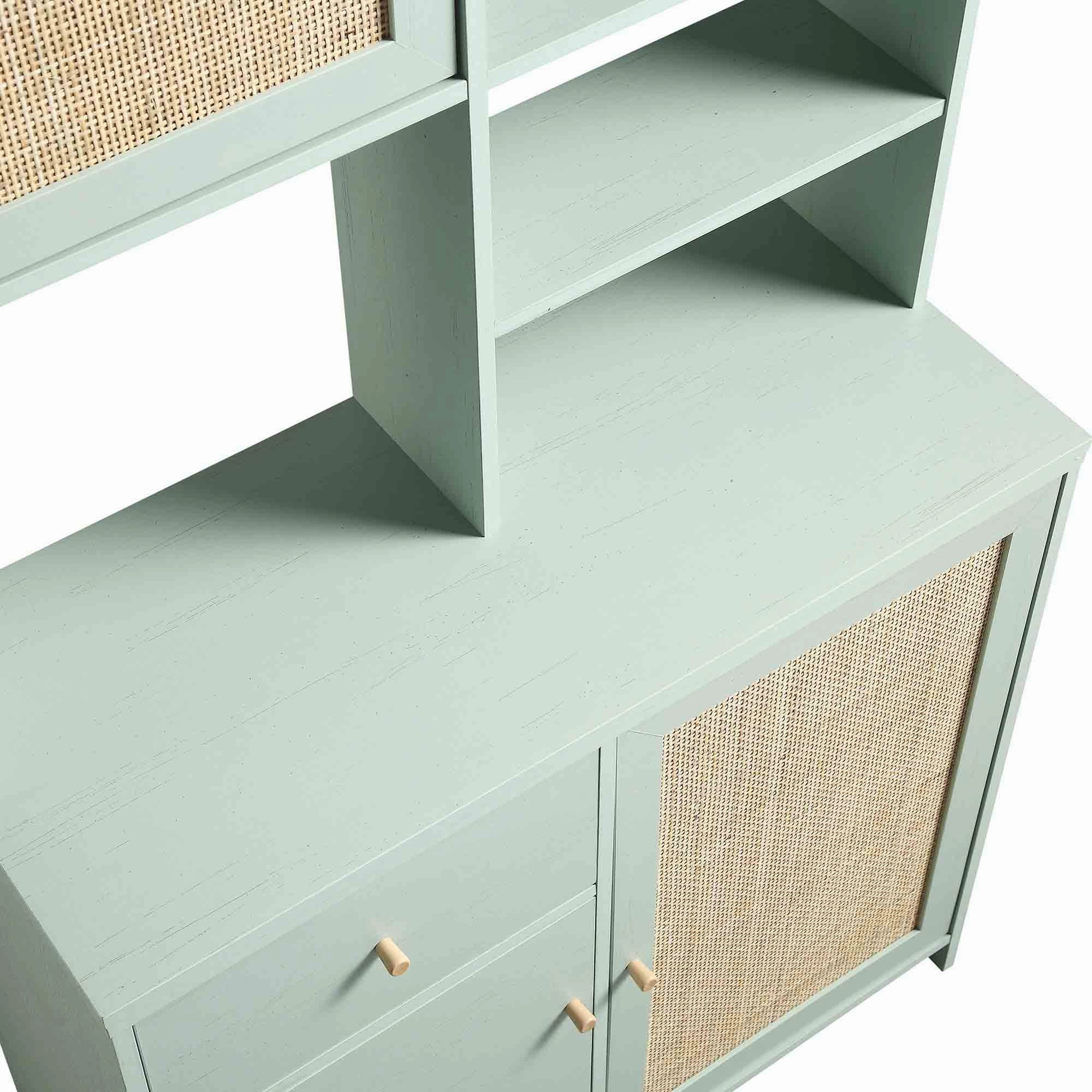 Frances Woven Rattan Dresser, Mint