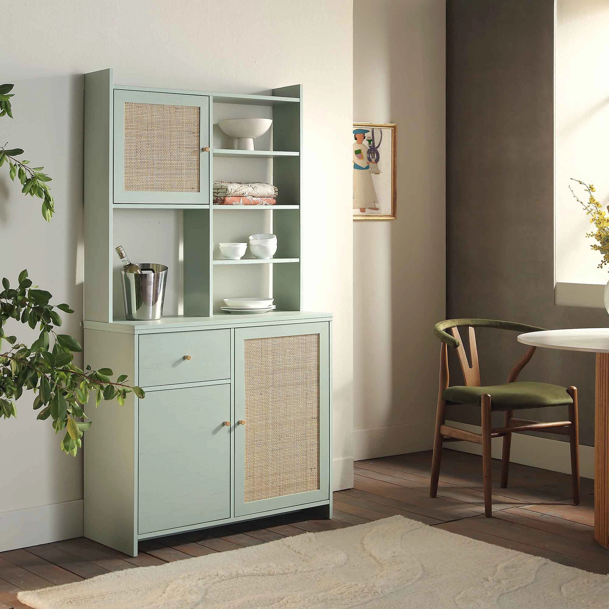 Frances Woven Rattan Dresser, Mint