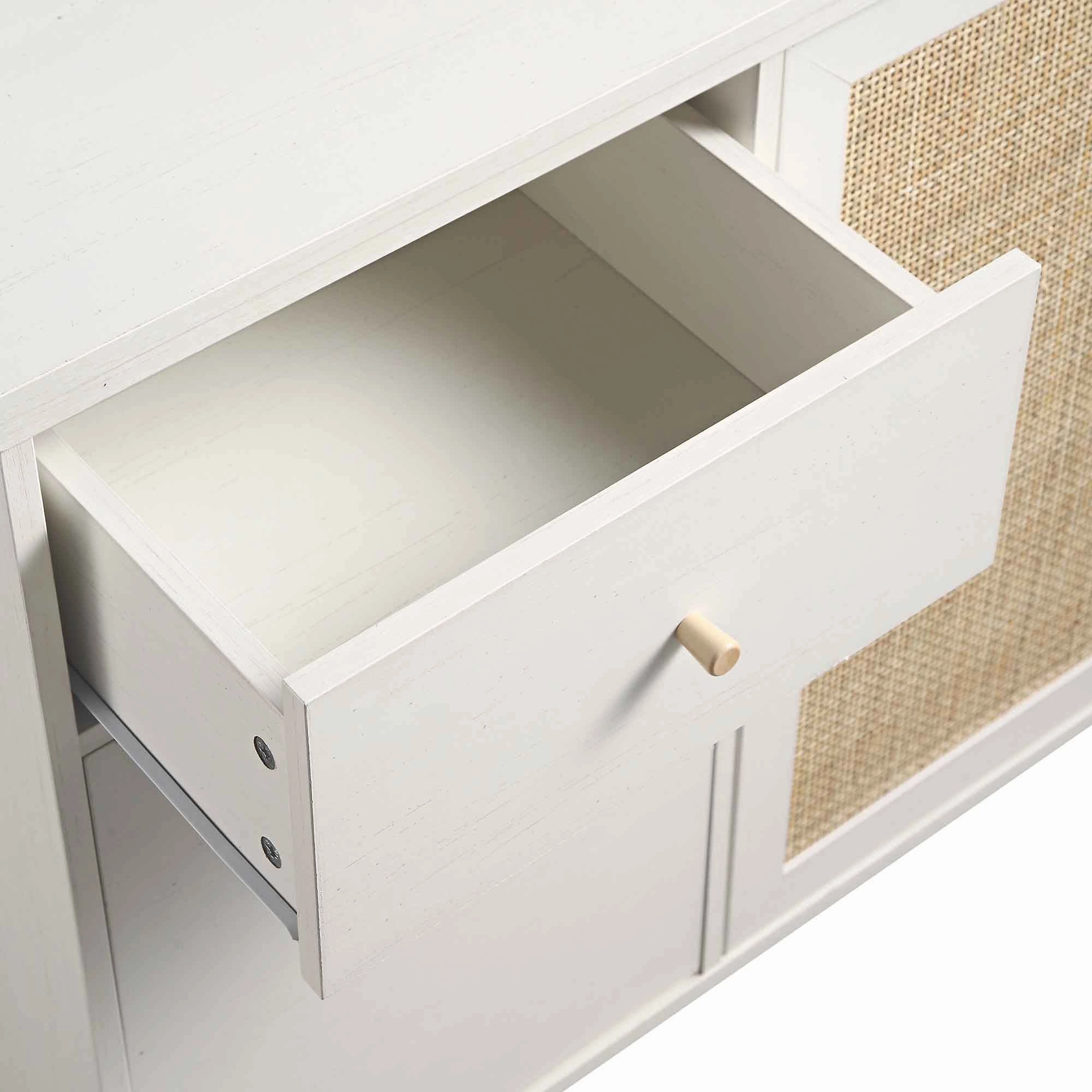 Frances Woven Rattan Dresser, White