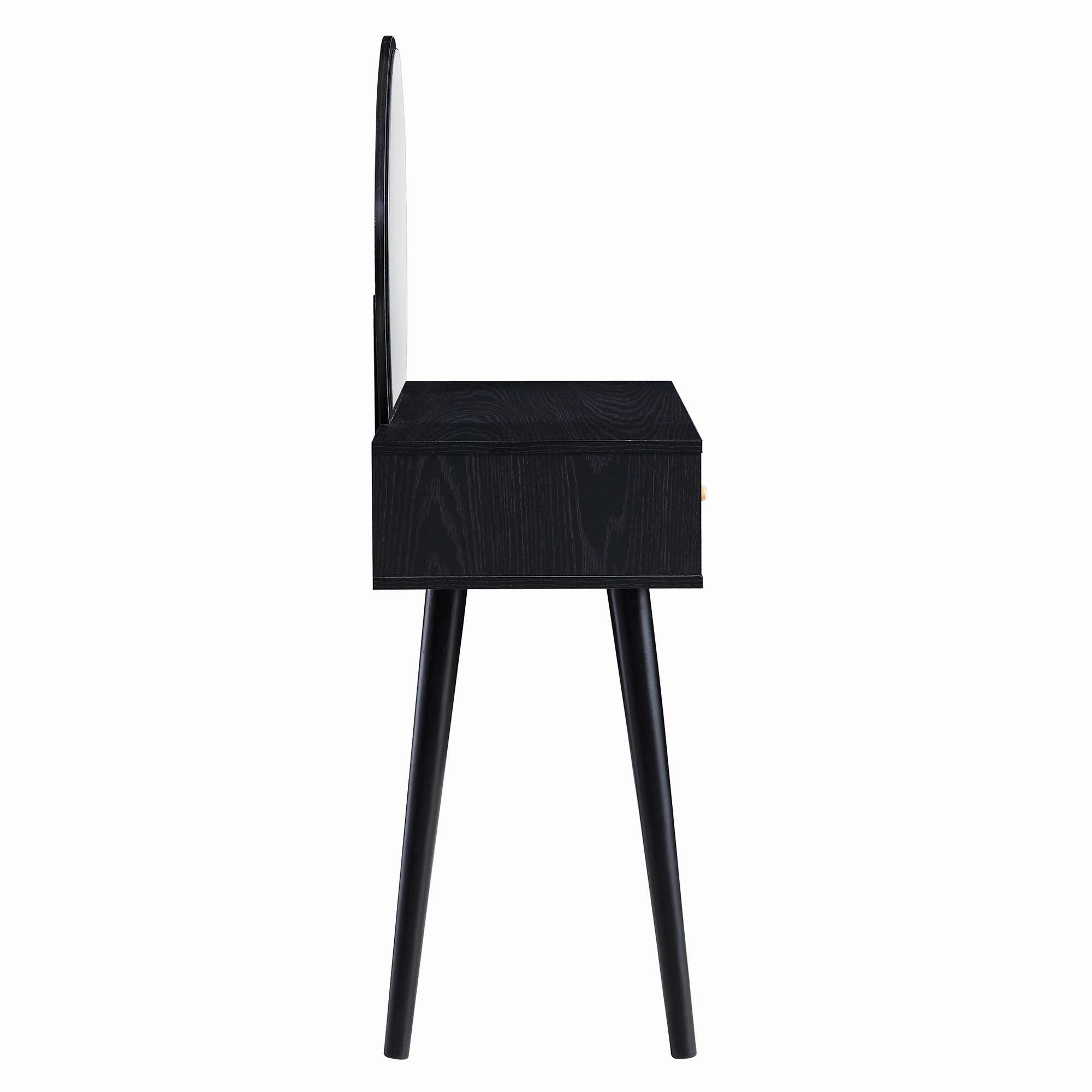 Frances Woven Rattan Dressing Table with Mirror, Black