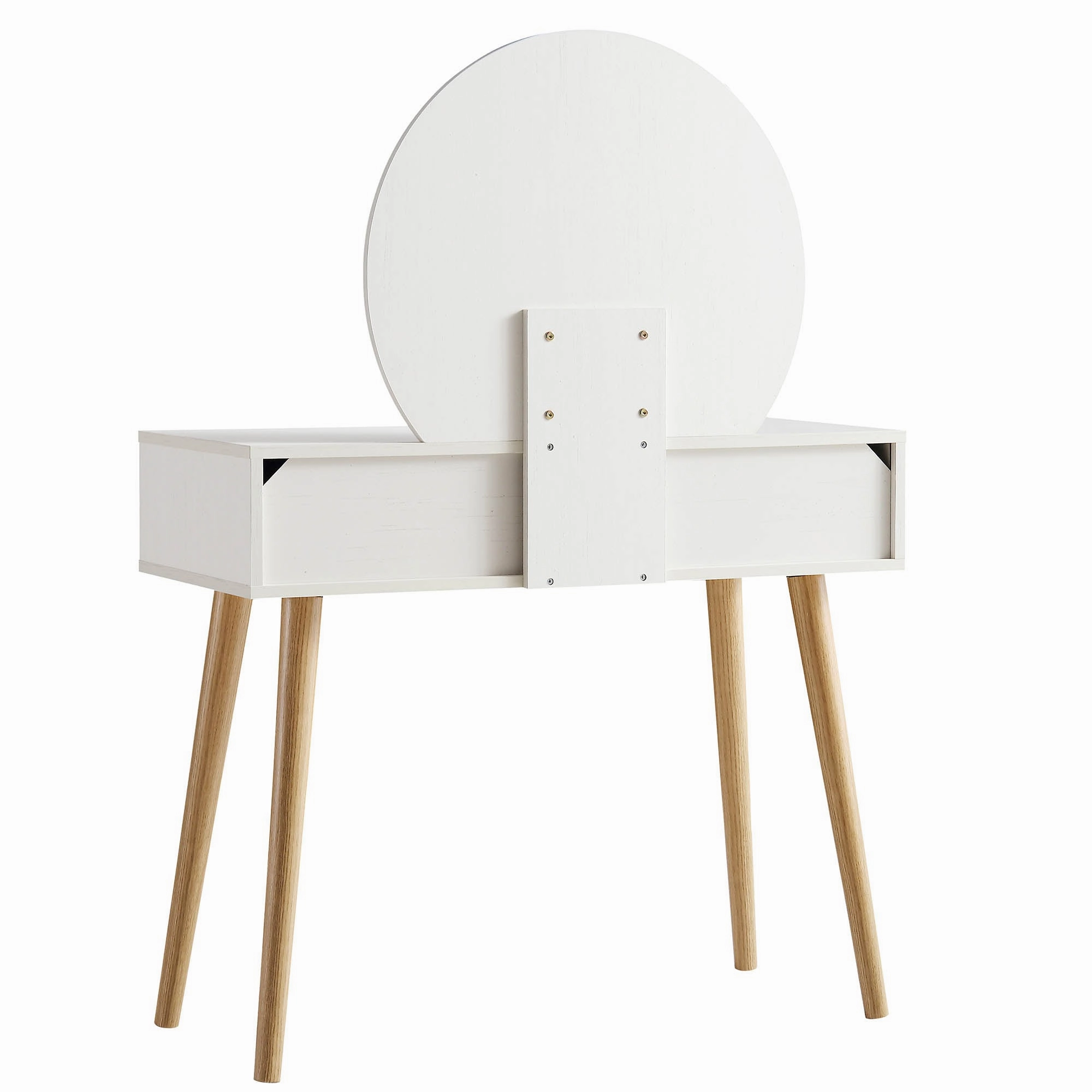 Frances Woven Rattan Dressing Table with Mirror, White