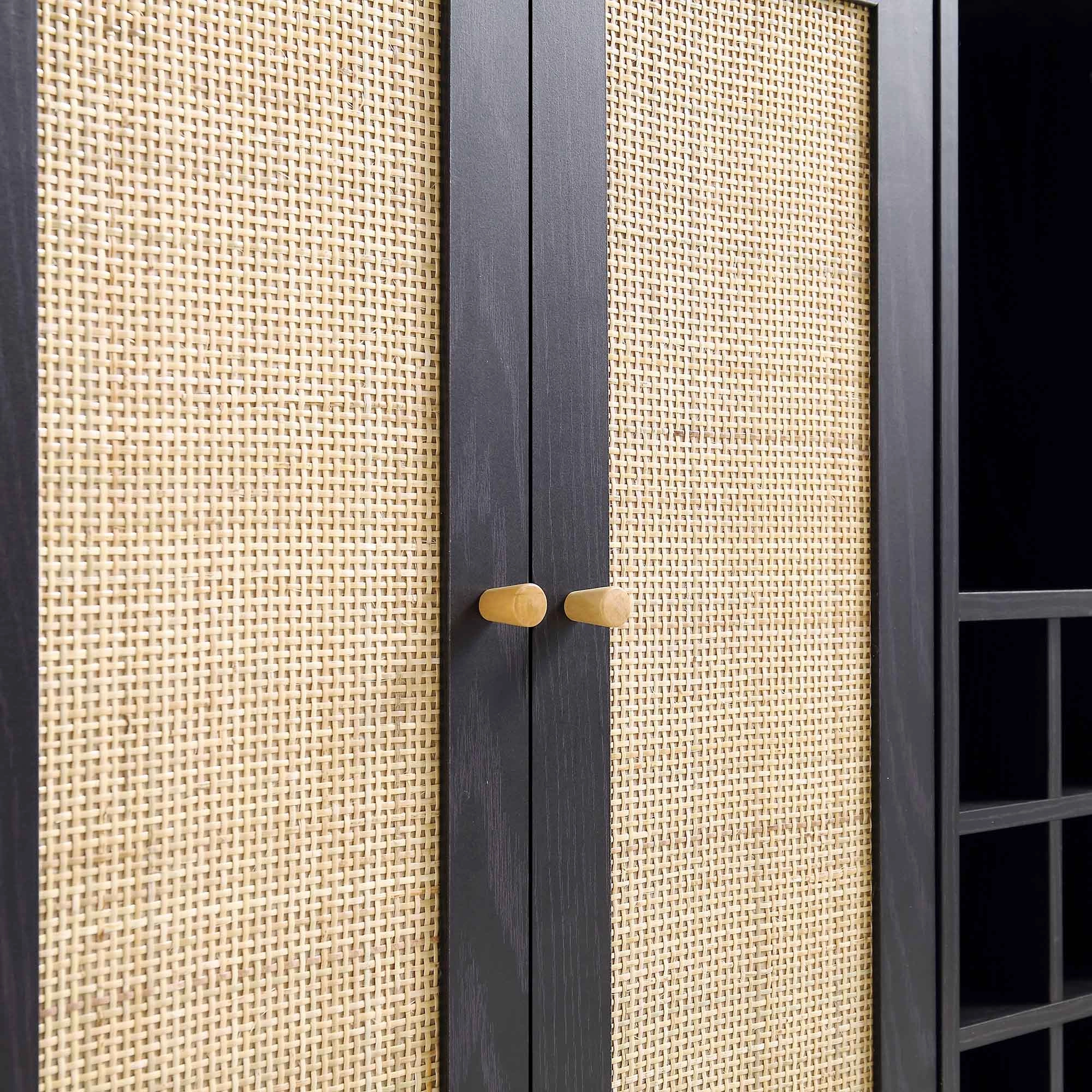 Frances Woven Rattan Drinks Cabinet, Black