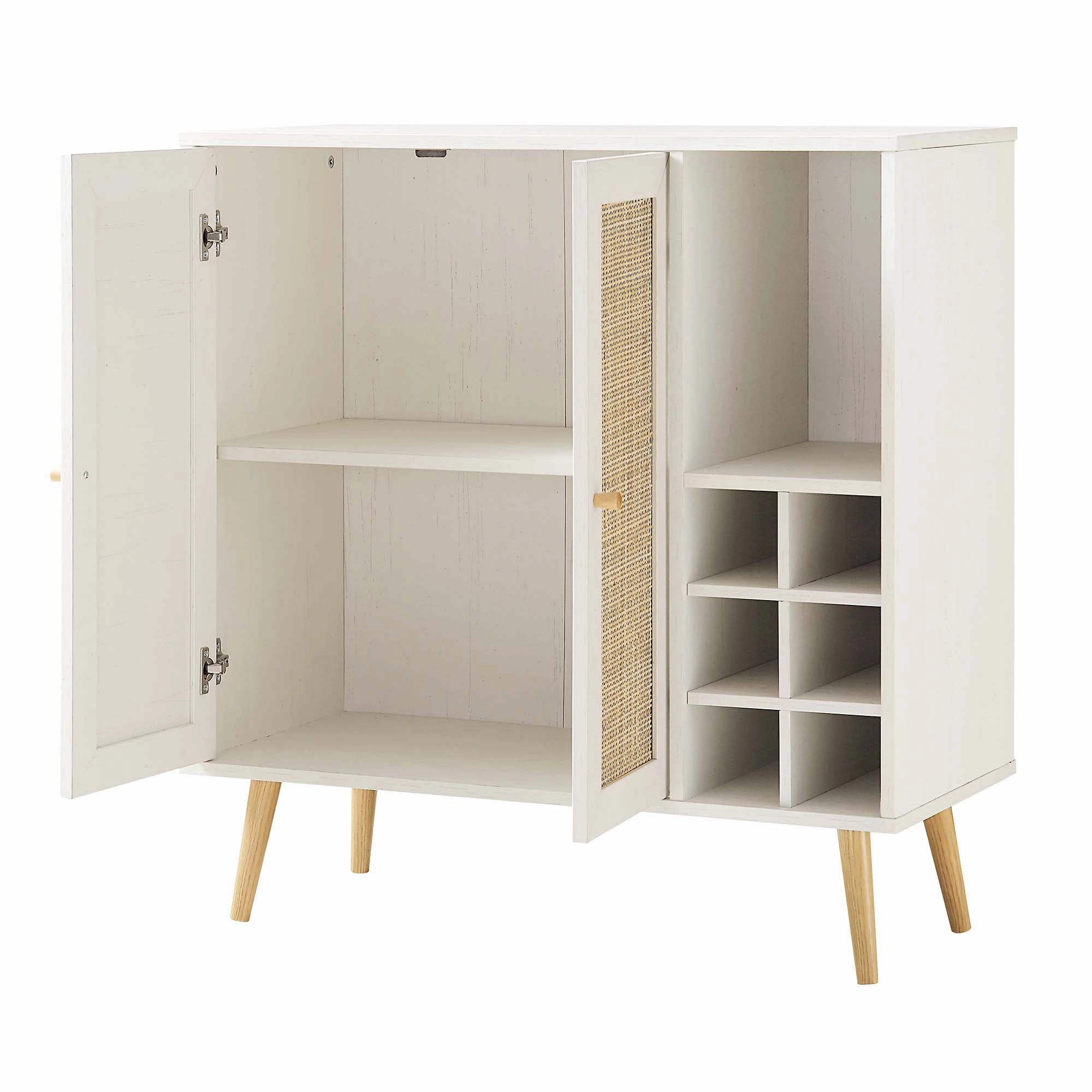 Frances Woven Rattan Drinks Cabinet, White