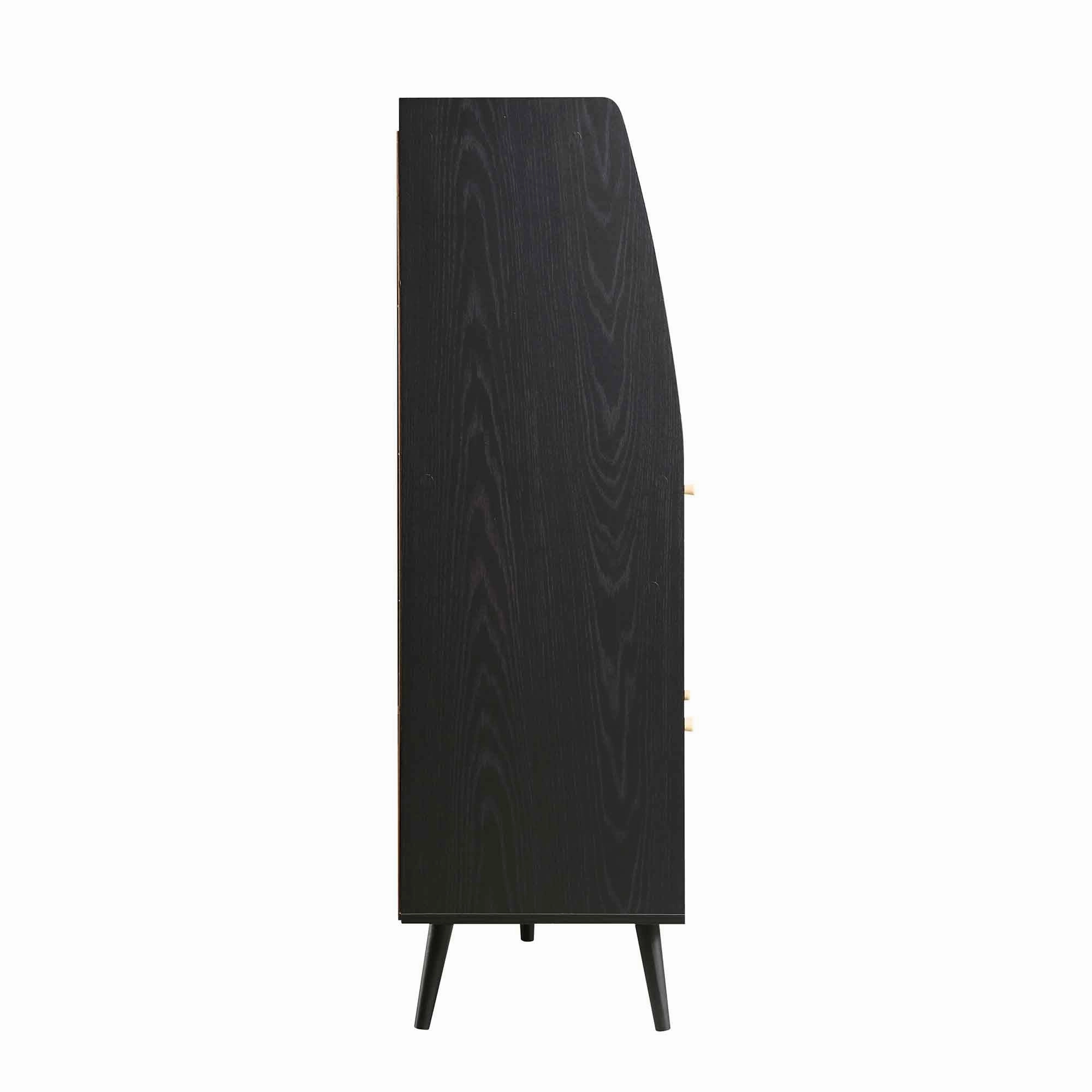 Frances Woven Rattan Kitchen Cabinet, Black