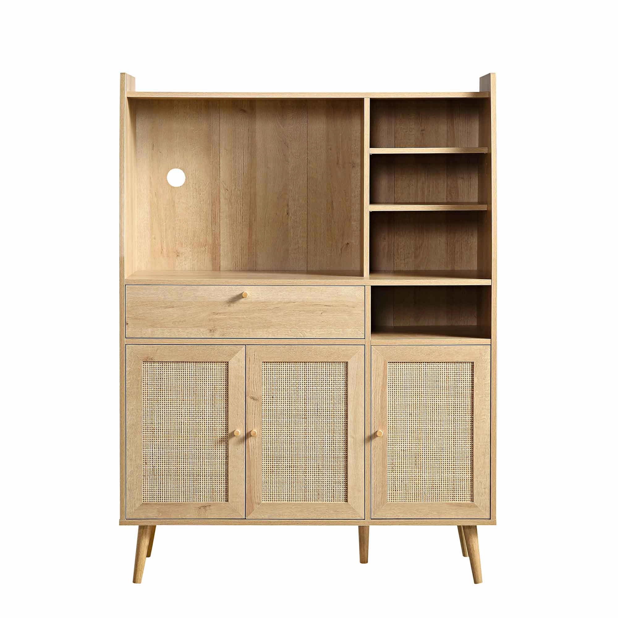 Frances Woven Rattan Kitchen Cabinet, Natural