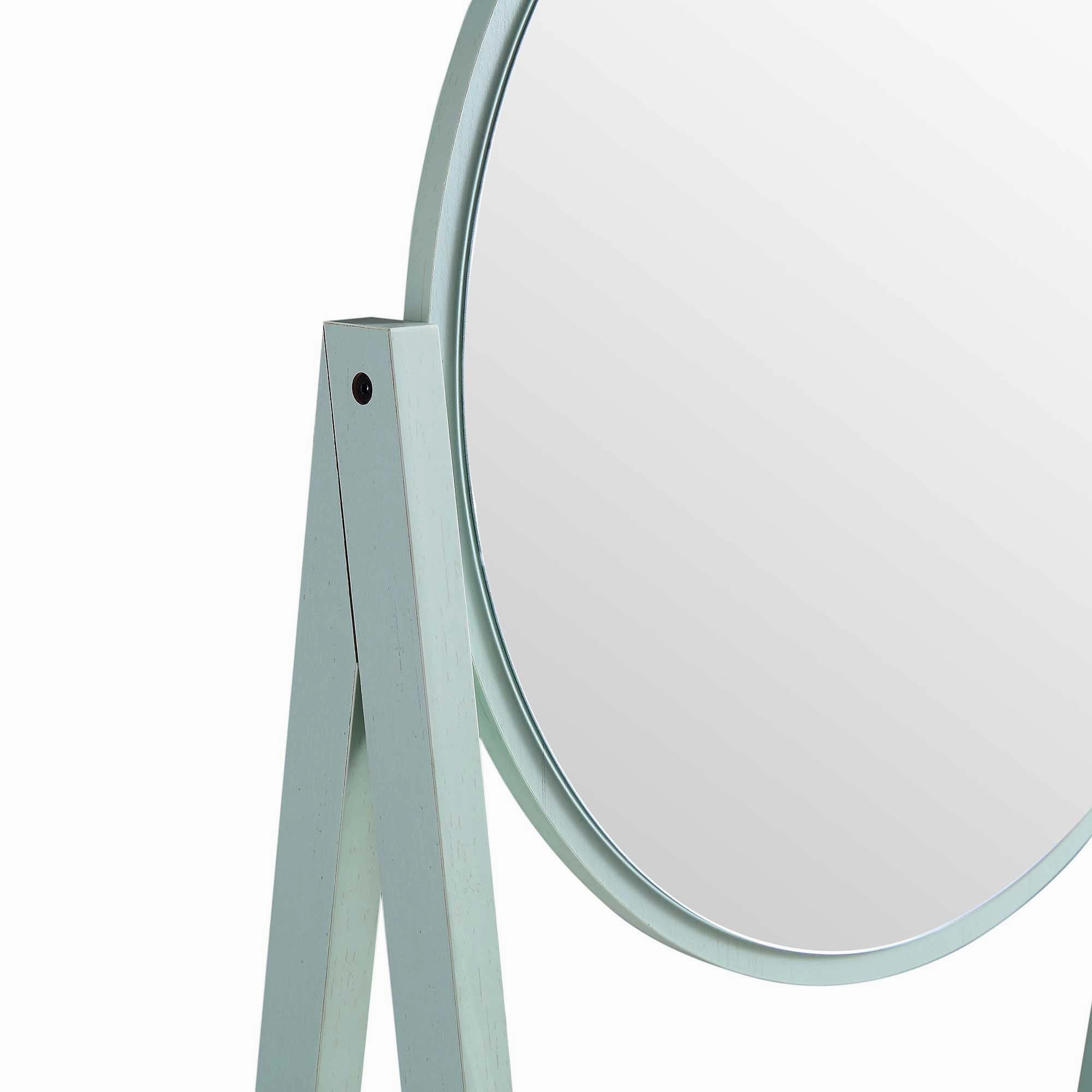 Frances Woven Rattan Standing Dressing Table with Mirror, Mint