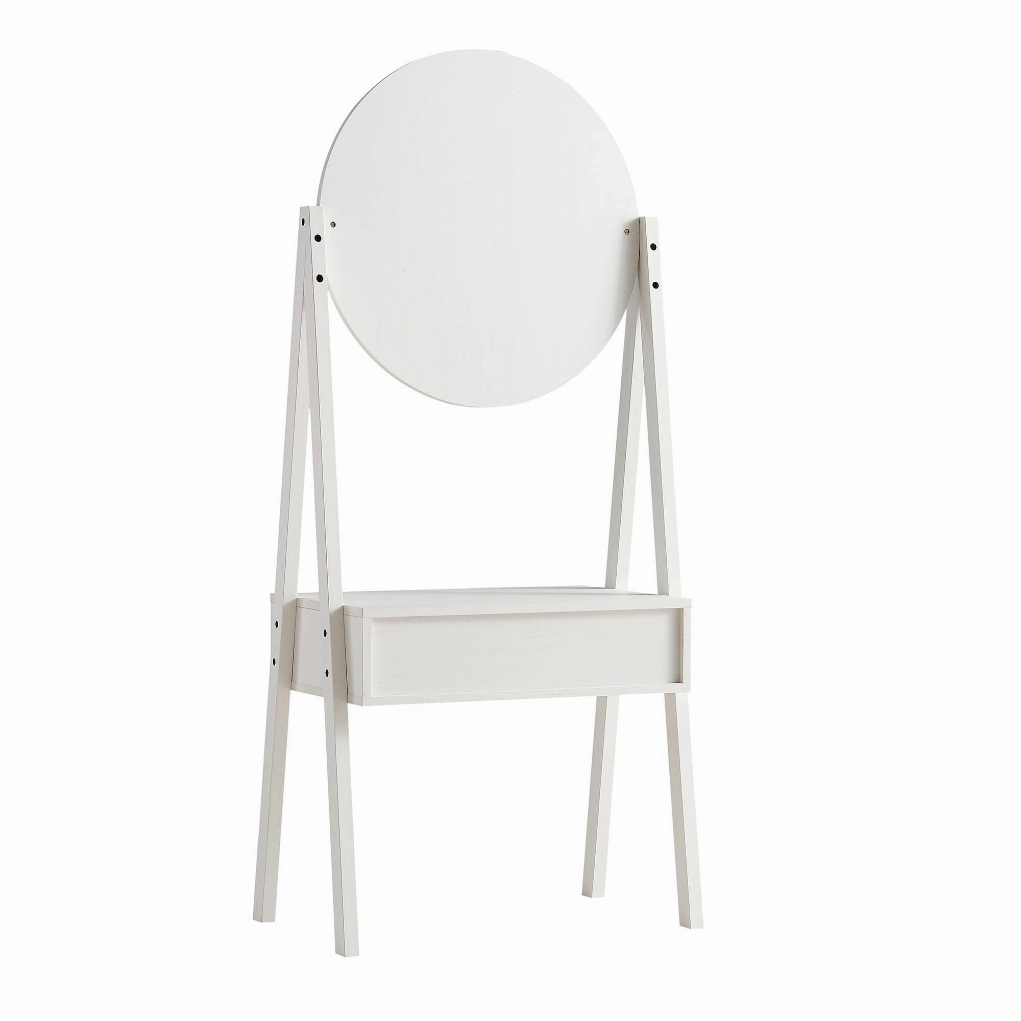 Frances Woven Rattan Standing Dressing Table with Mirror, White