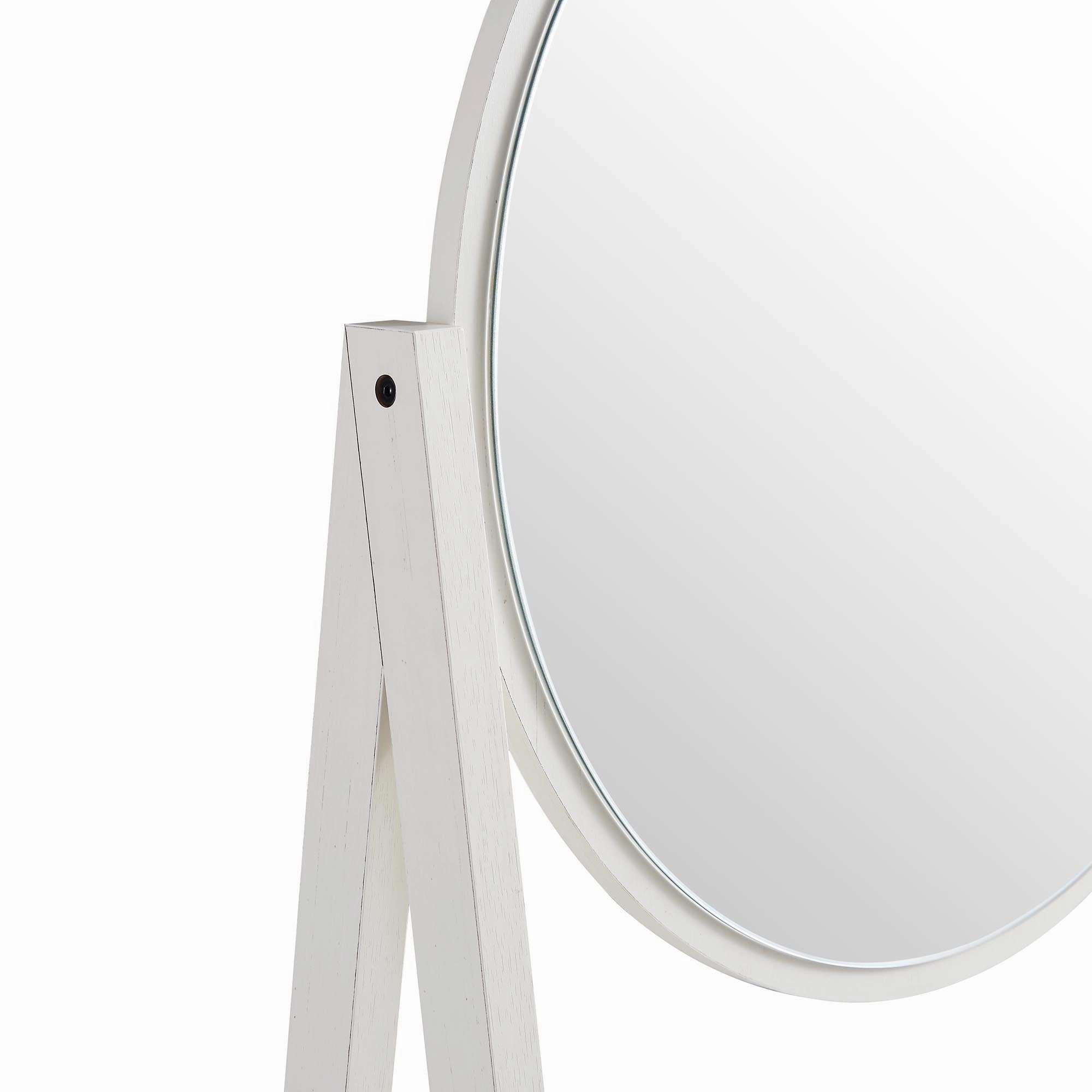 Frances Woven Rattan Standing Dressing Table with Mirror, White