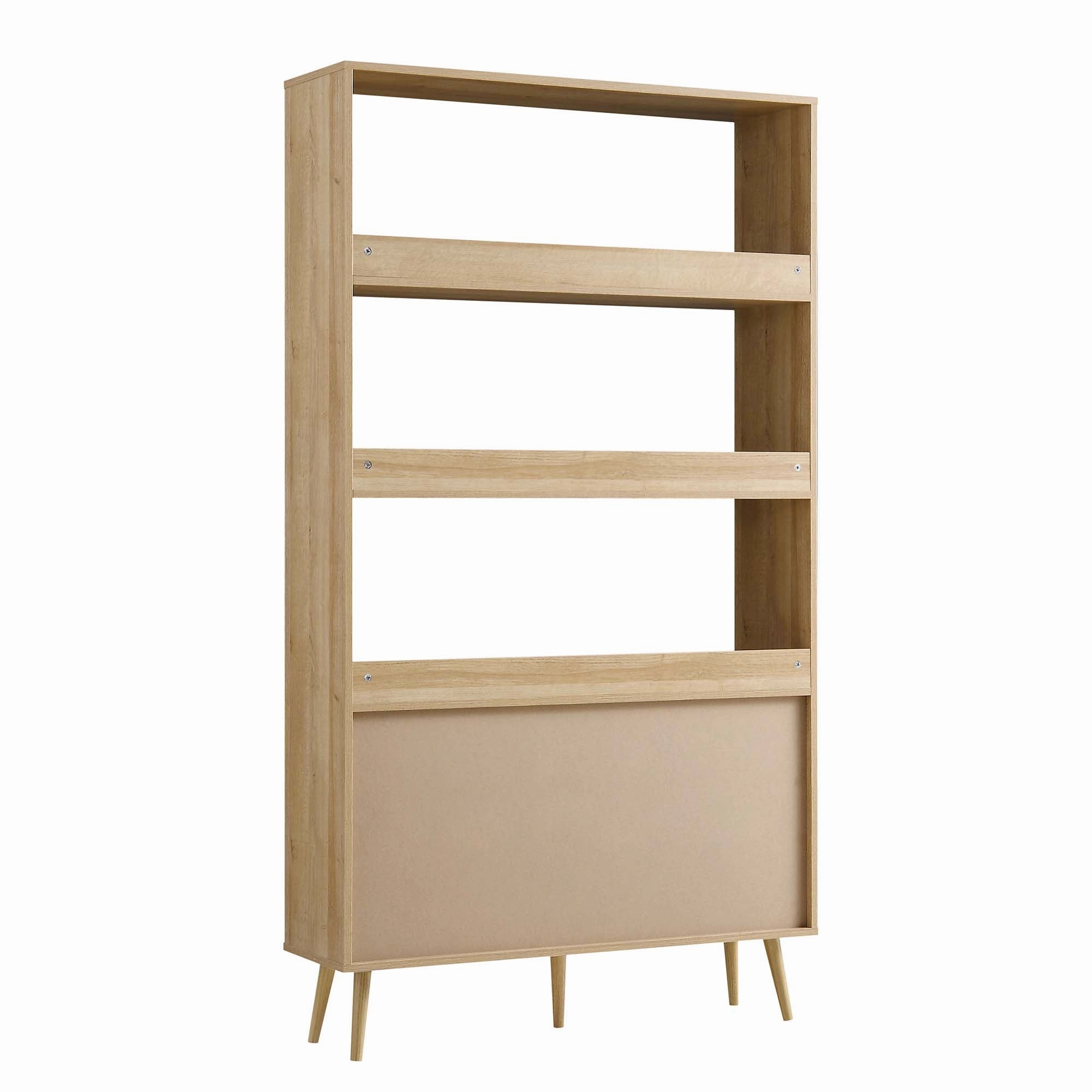 Frances Woven Rattan Tall Bookcase with Doors, Natural