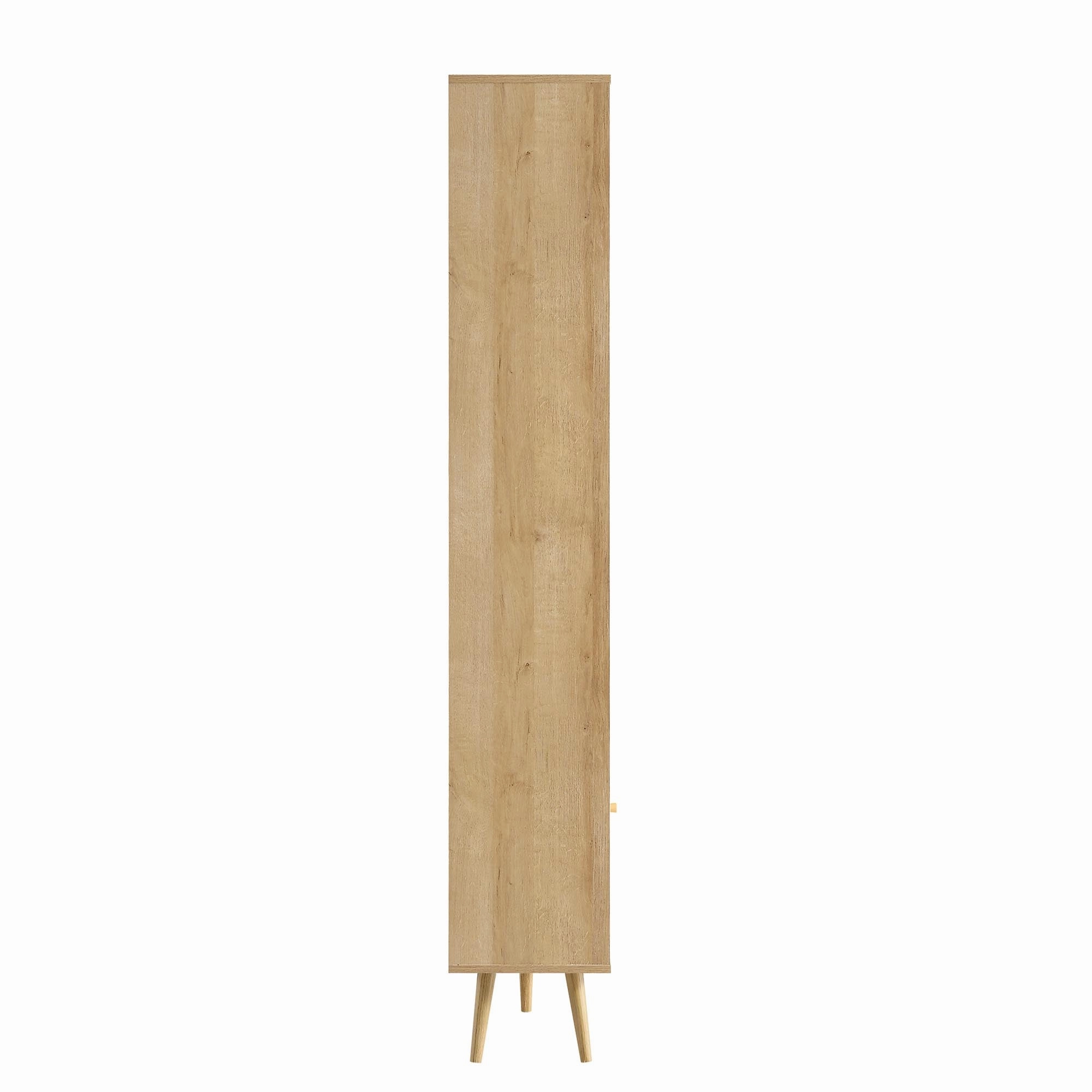 Frances Woven Rattan Tall Bookcase with Doors, Natural