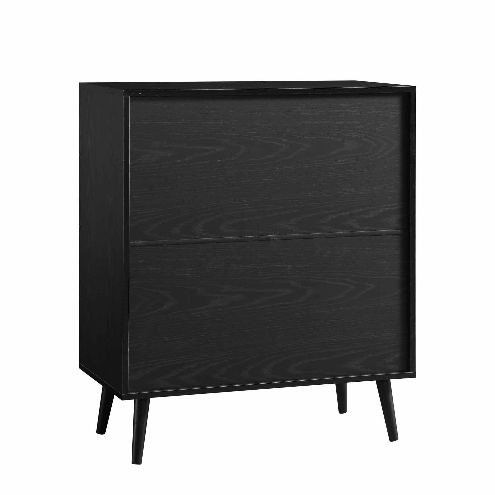 Frances Woven Rattan Tall Chest of 4 Drawers, Black