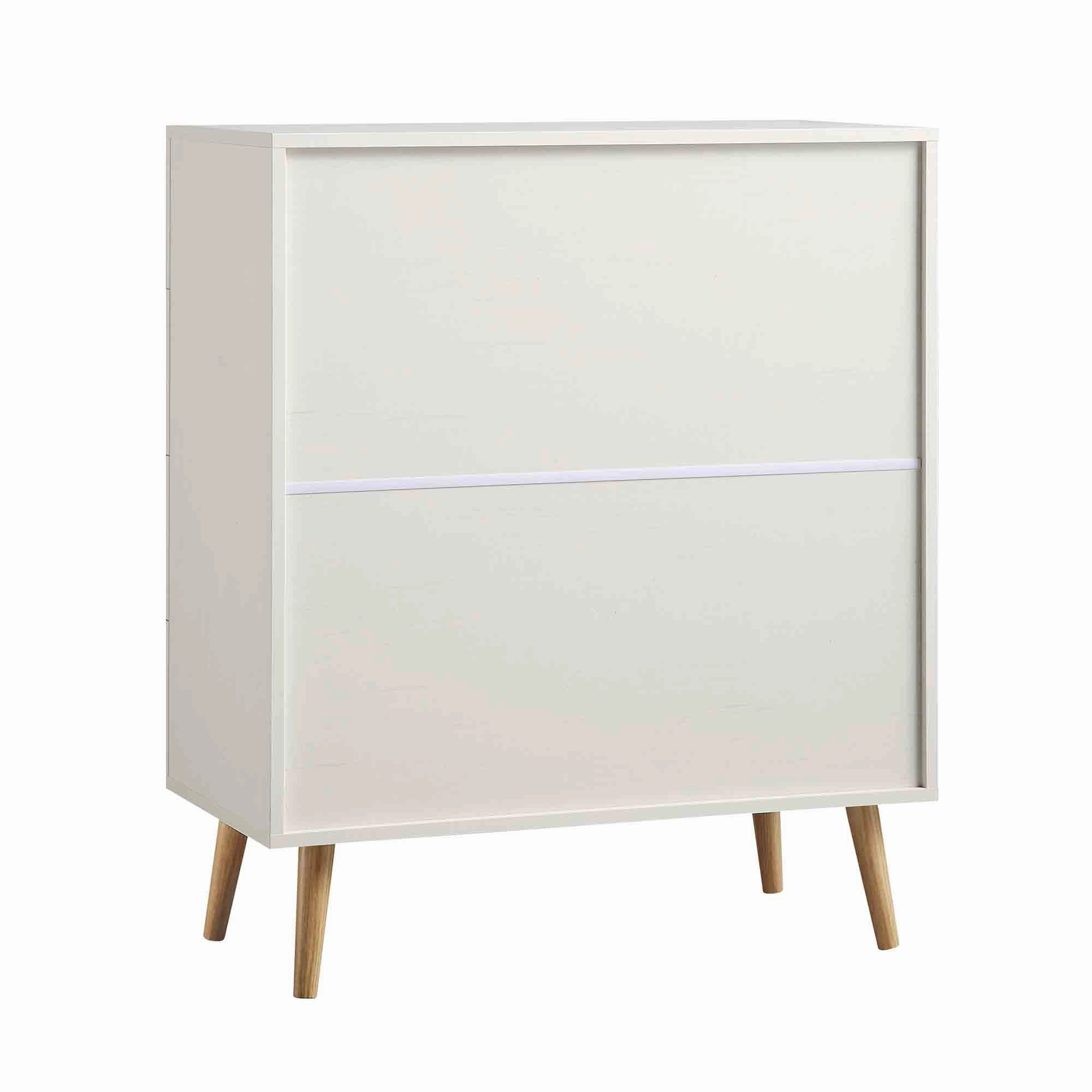 Frances Woven Rattan Tall Chest of 4 Drawers, White