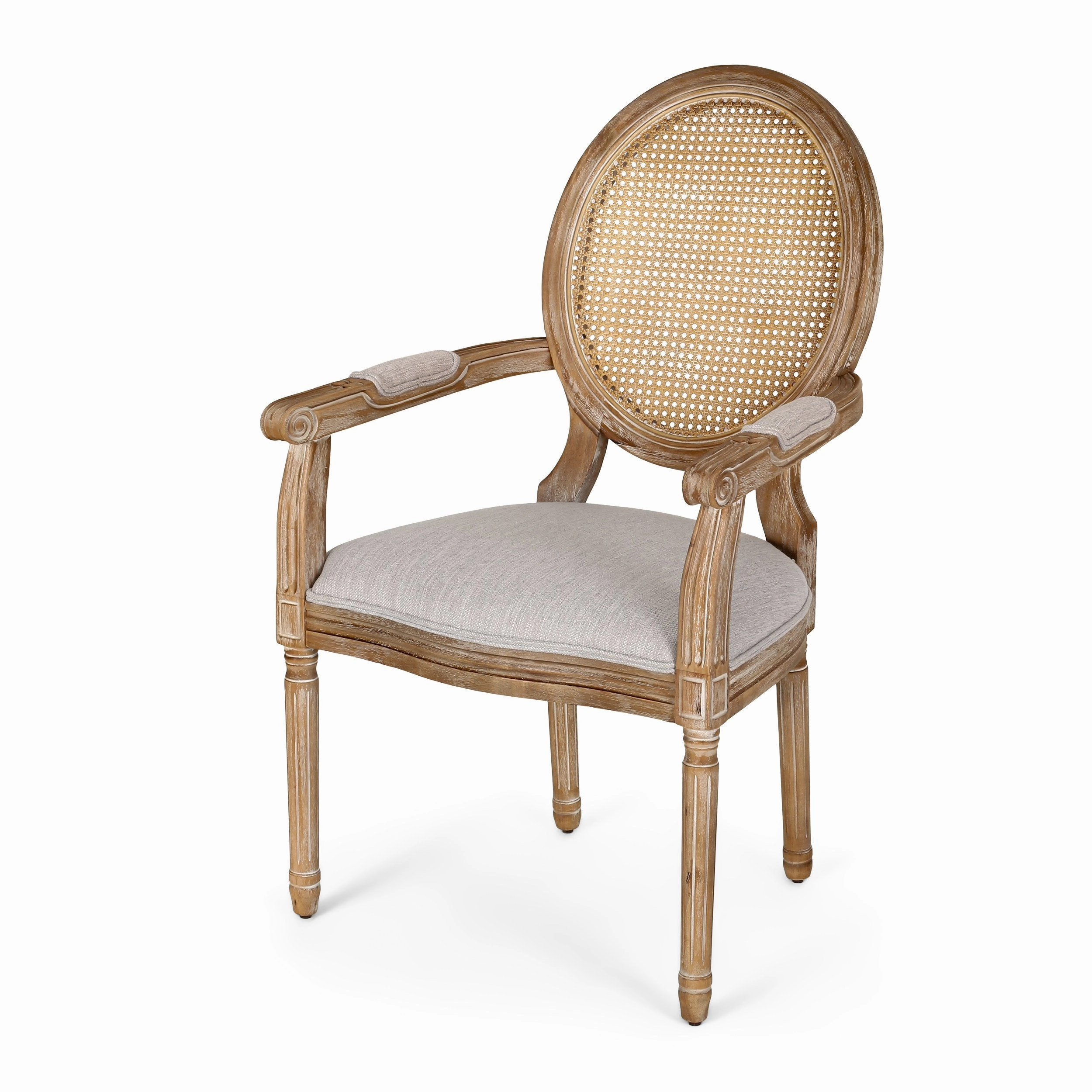 French Country Wood and Cane Upholstered Dining Chair - NH651513