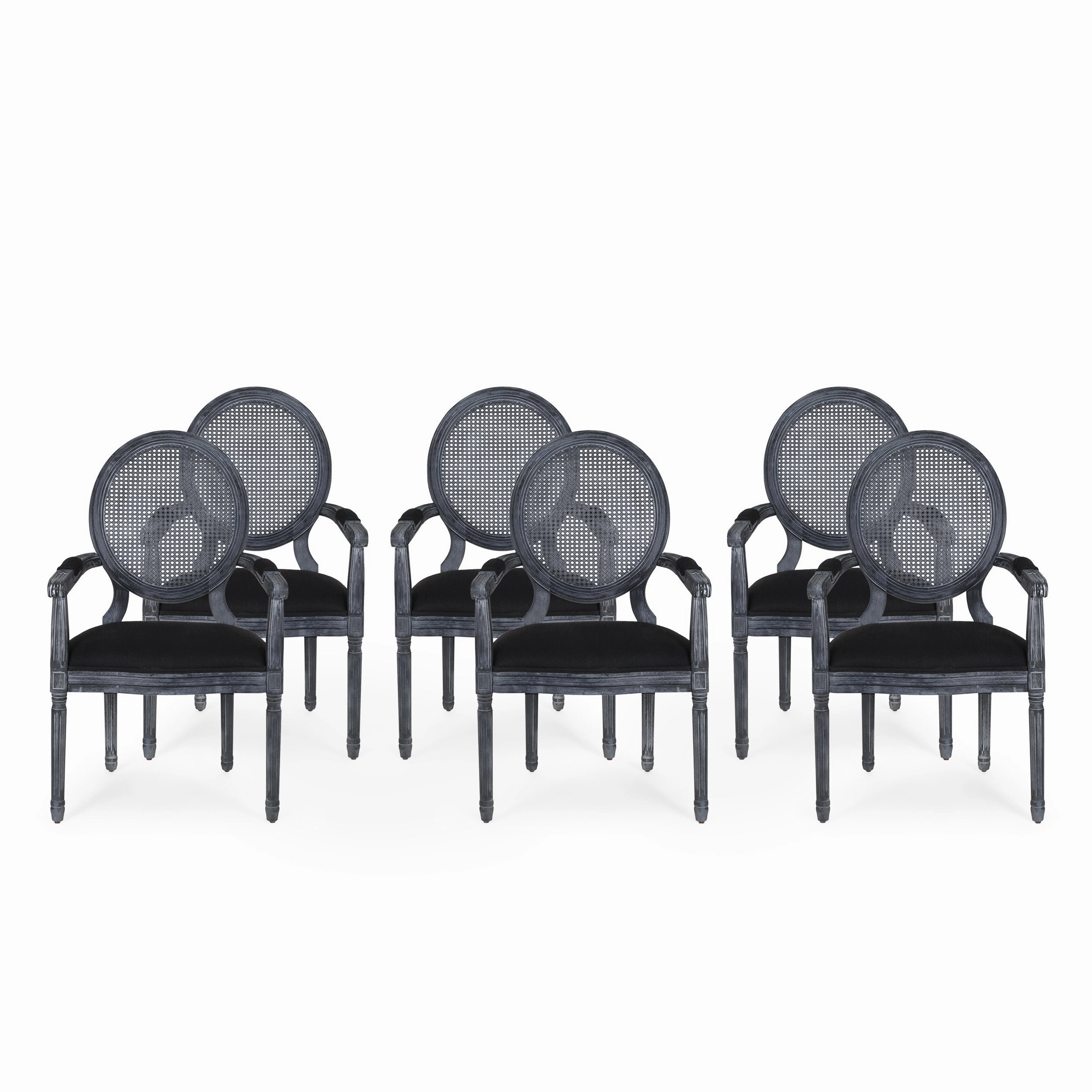 French Country Wood and Cane Upholstered Dining Chair - NH651513