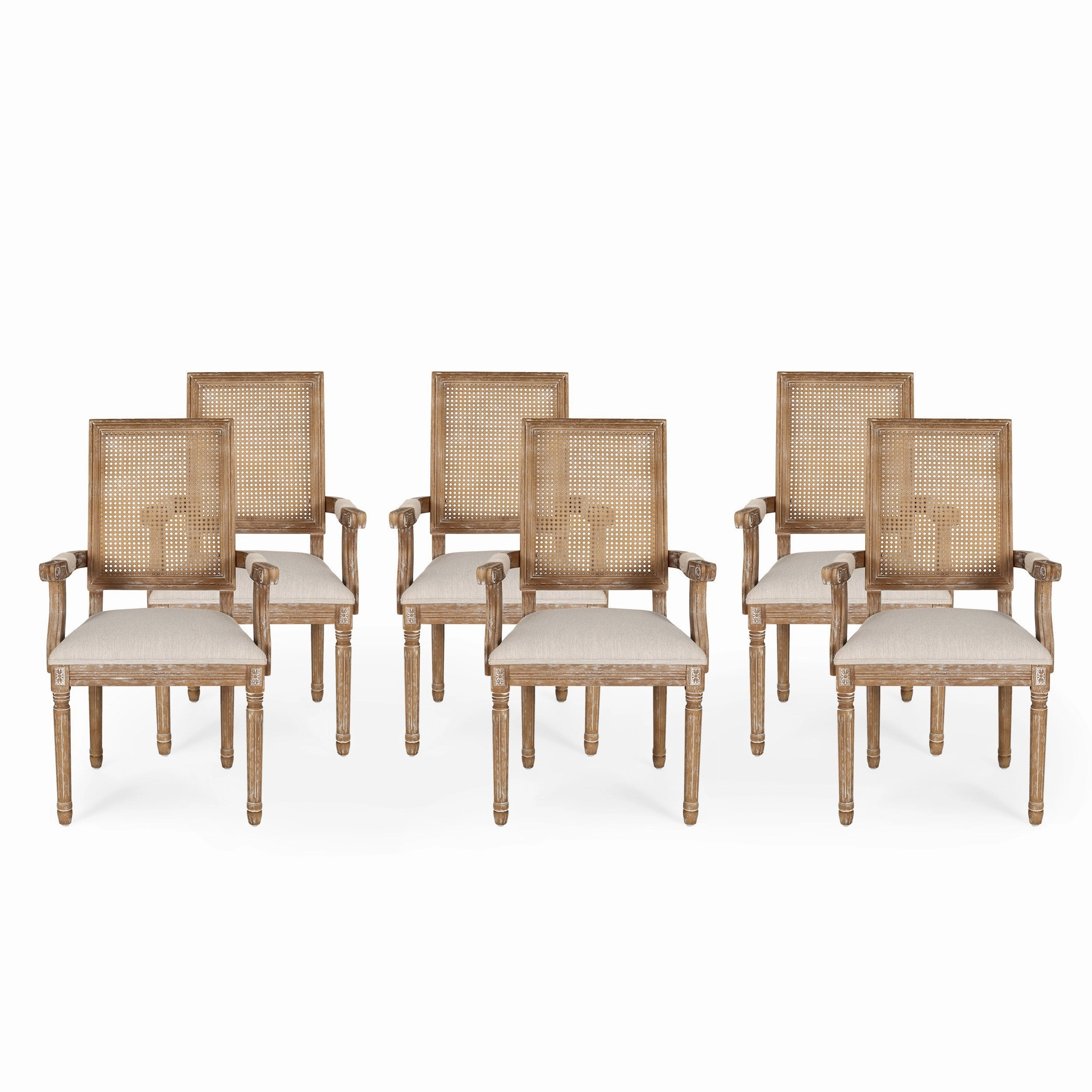 French Country Wood and Cane Upholstered Dining Chair - NH721513