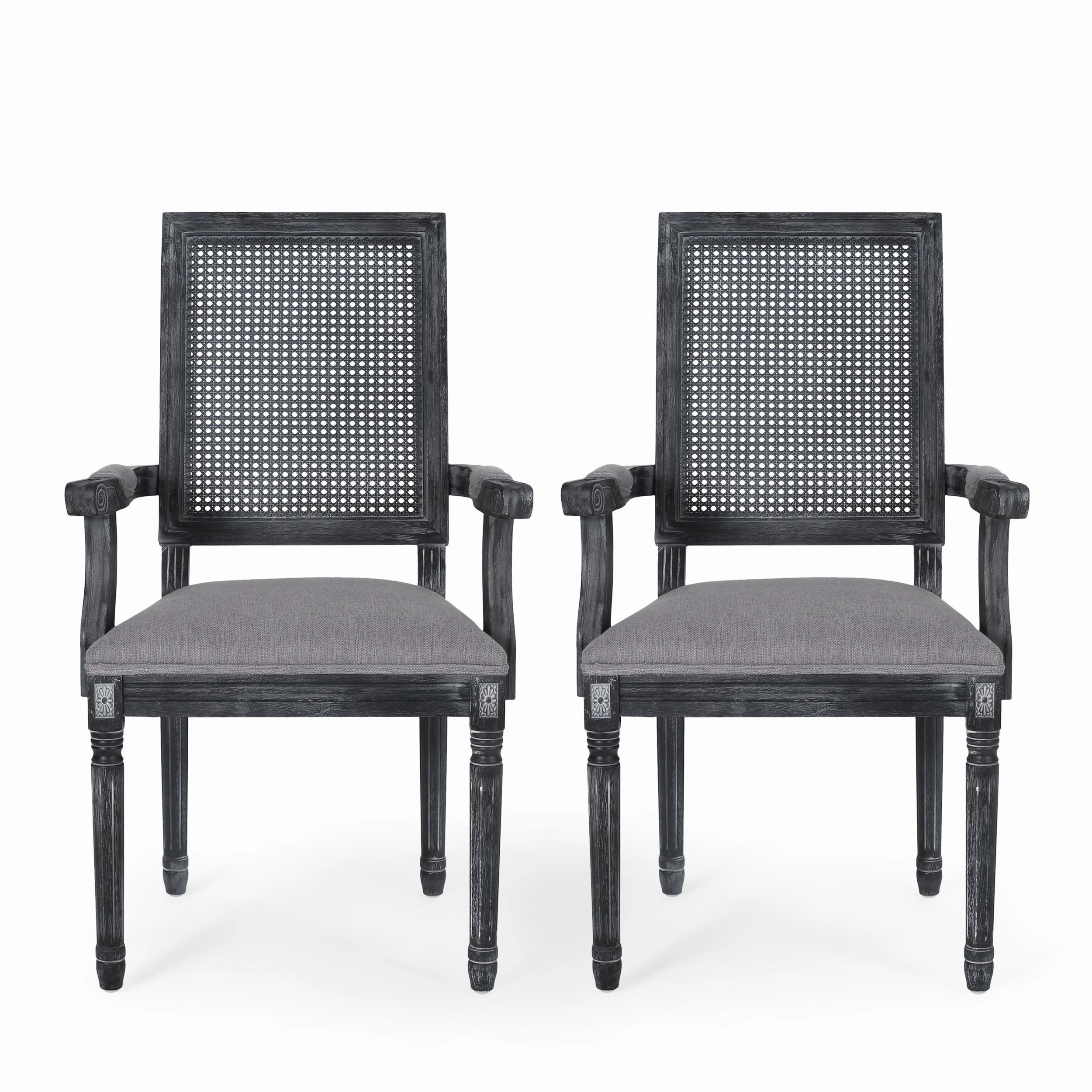 French Country Wood and Cane Upholstered Dining Chair - NH721513 kitchen accessories, table linens