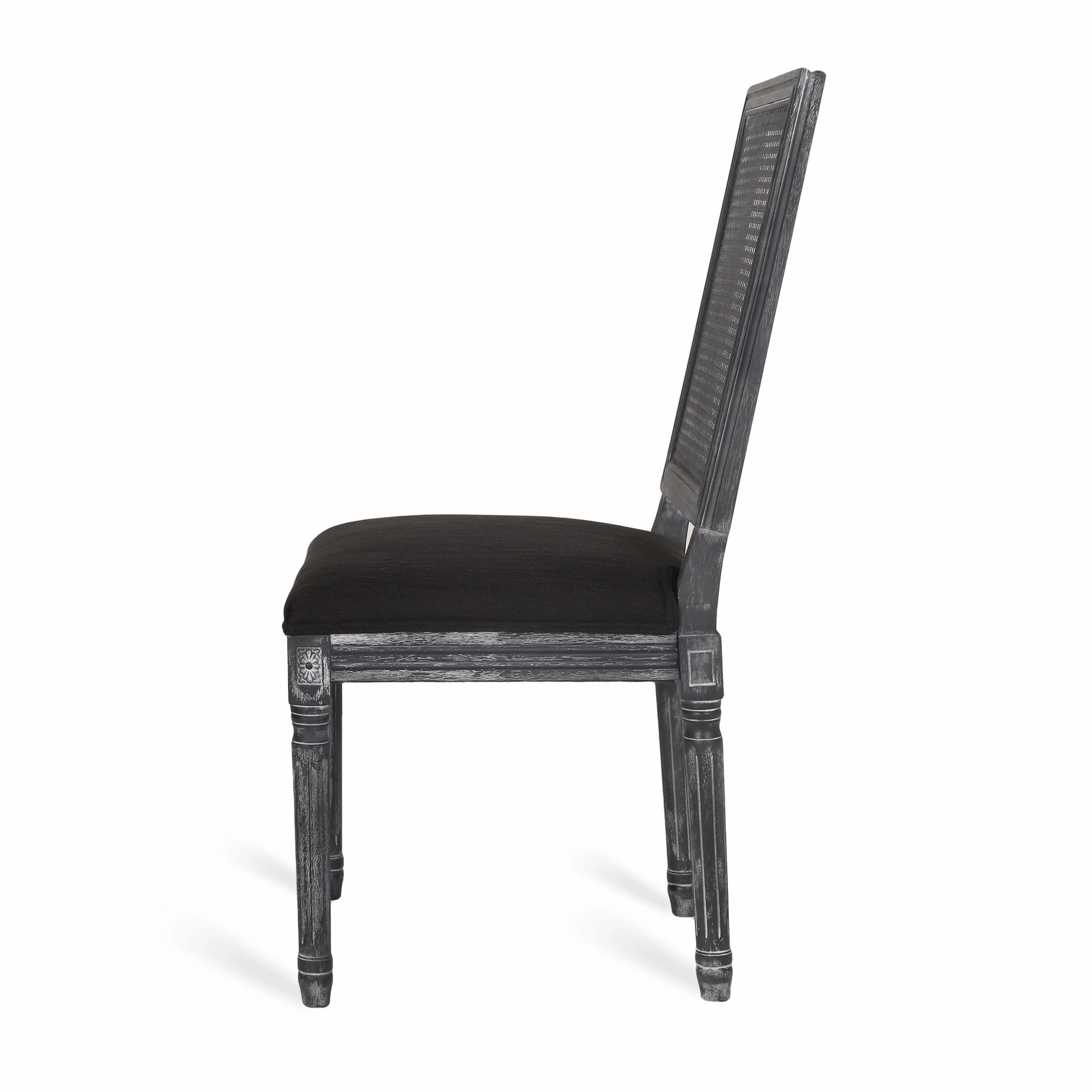 French Country Wood and Cane Upholstered Dining Chair, Set of 2 - NH784513
