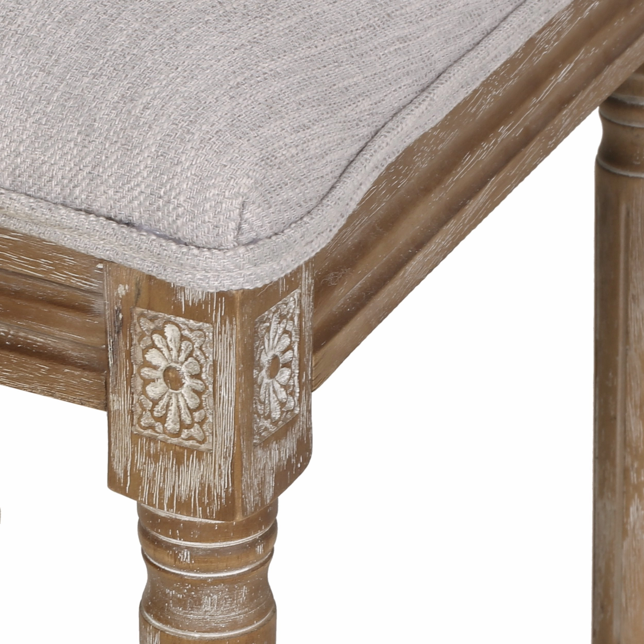French Country Wood and Cane Upholstered Dining Chair, Set of 2 - NH784513