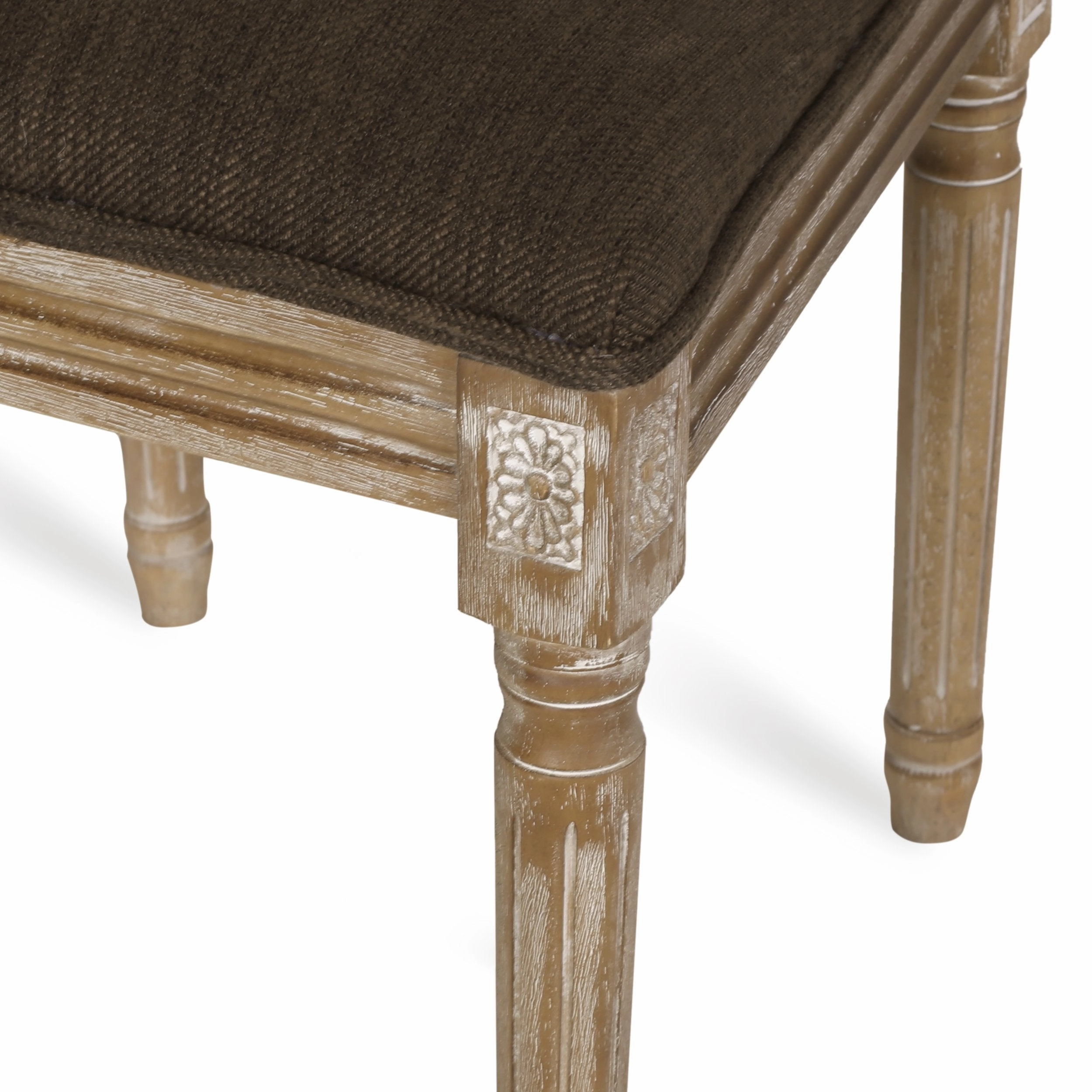 French Country Wood and Cane Upholstered Dining Chair, Set of 2 - NH784513