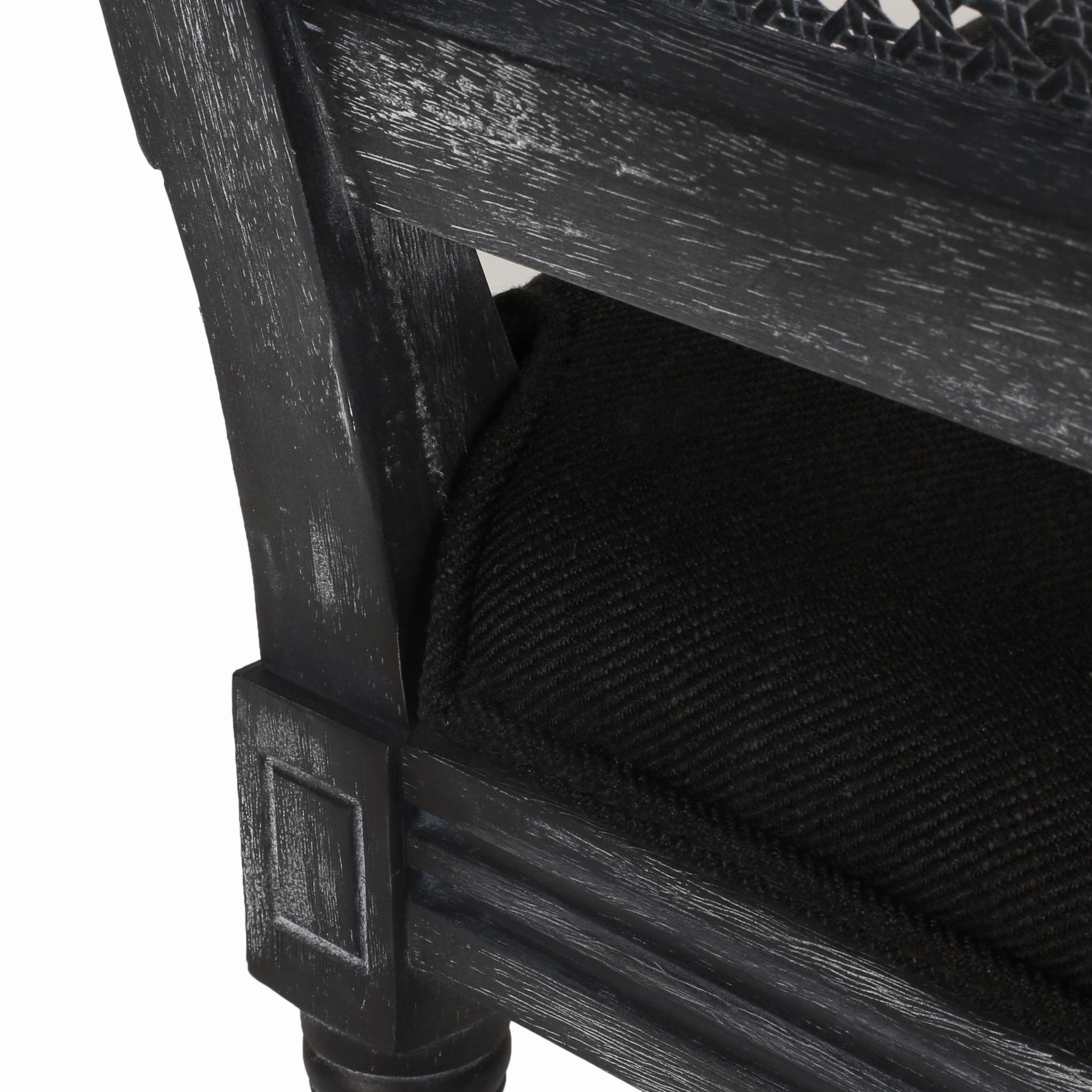 French Country Wood and Cane Upholstered Dining Chair, Set of 2 - NH784513