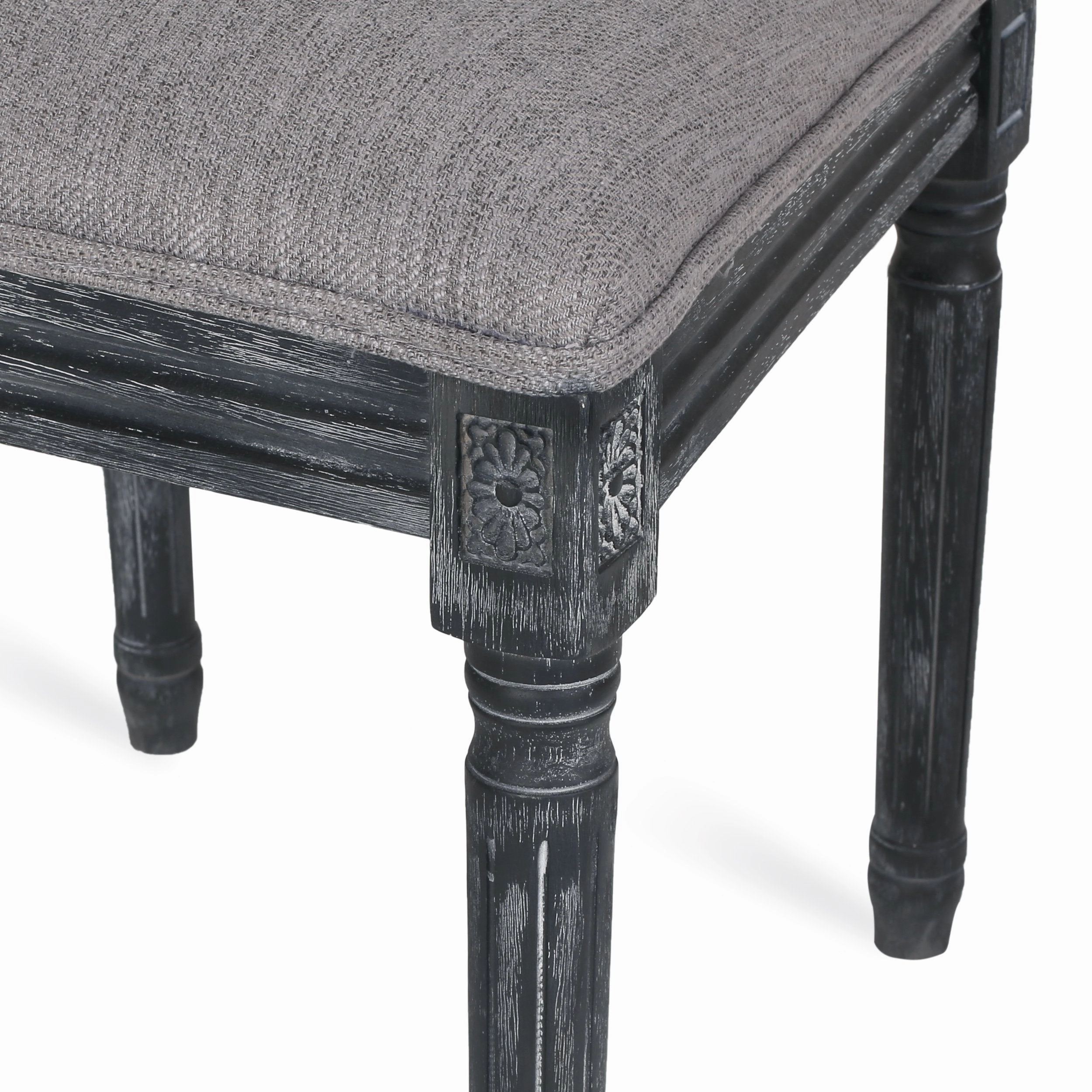 French Country Wood and Cane Upholstered Dining Chair, Set of 2 - NH784513