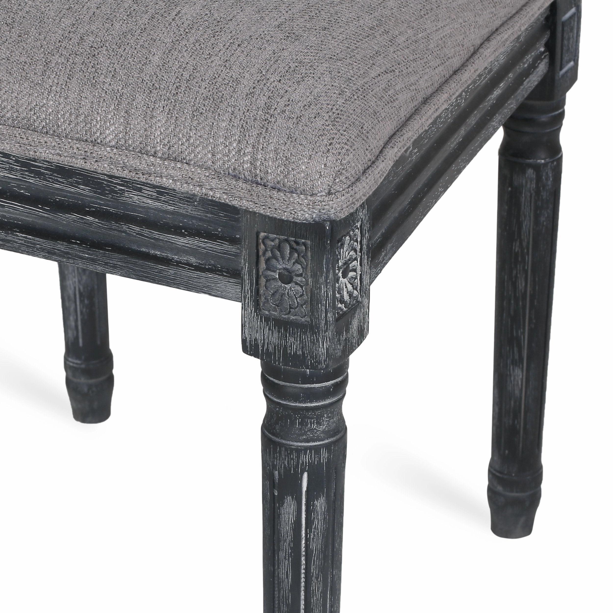 French Country Wood and Cane Upholstered Dining Chair, Set of 2 - NH784513