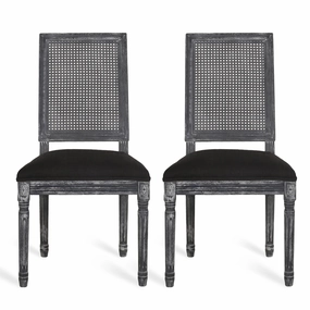 French Country Wood and Cane Upholstered Dining Chair, Set of 2 - NH784513 kitchen accessories, table linens