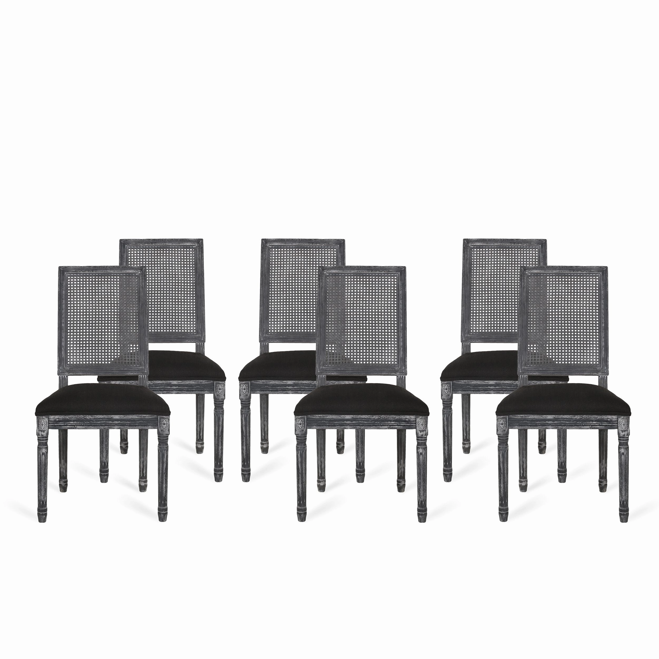 French Country Wood and Cane Upholstered Dining Chair (Set of 6) - NH794513 kitchen accessories, table linens