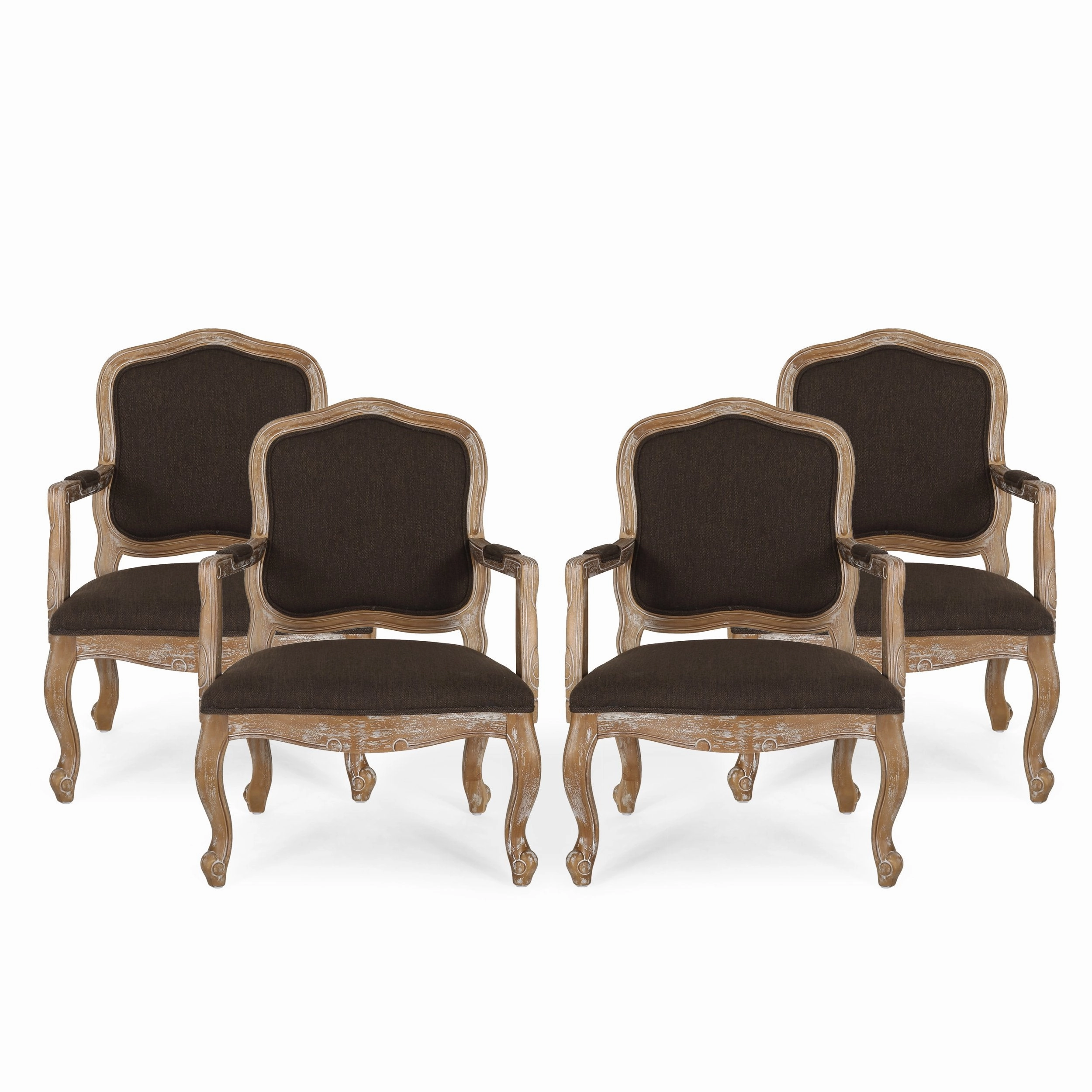 French Country Wood Upholstered Dining Armchair - NH581513