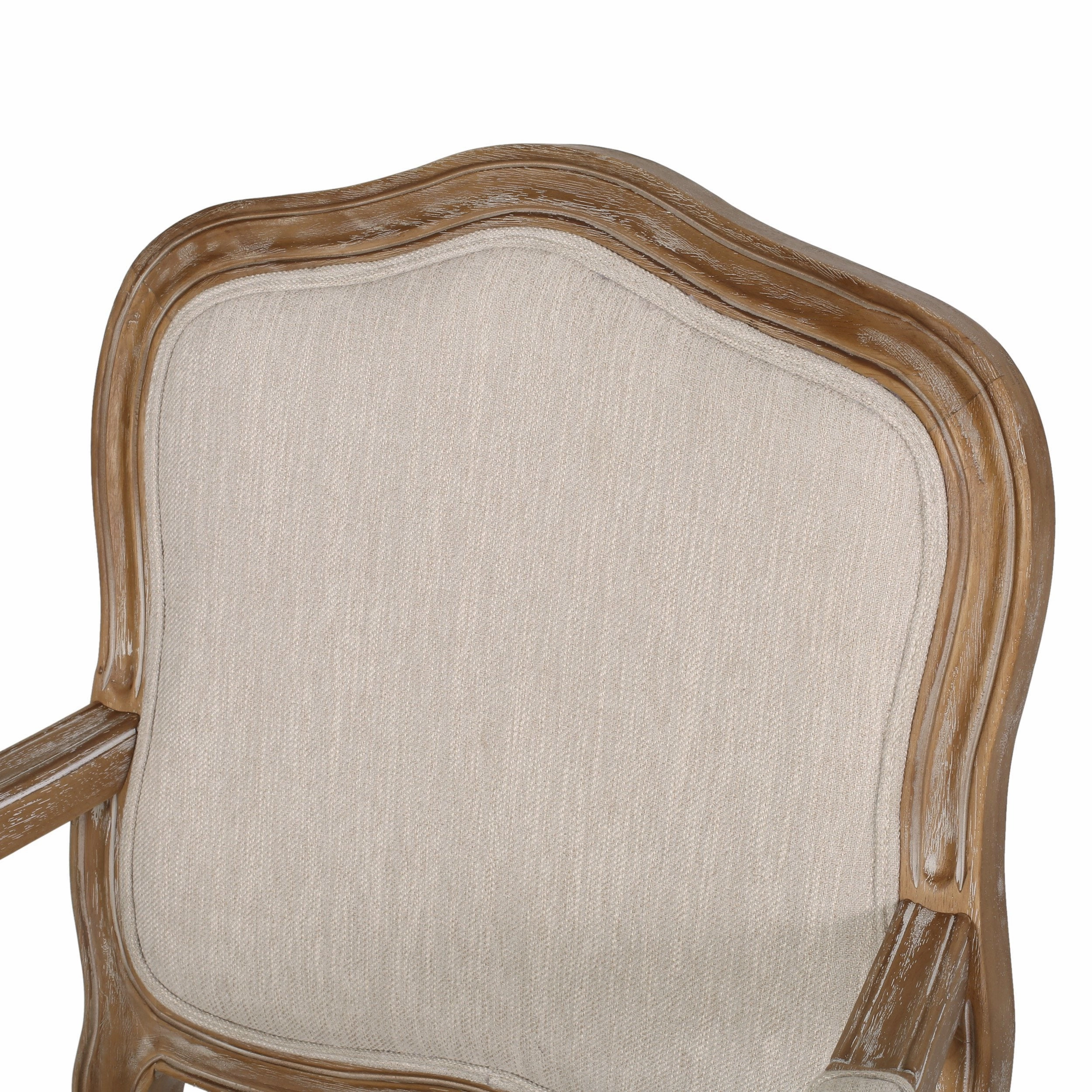 French Country Wood Upholstered Dining Armchair - NH581513